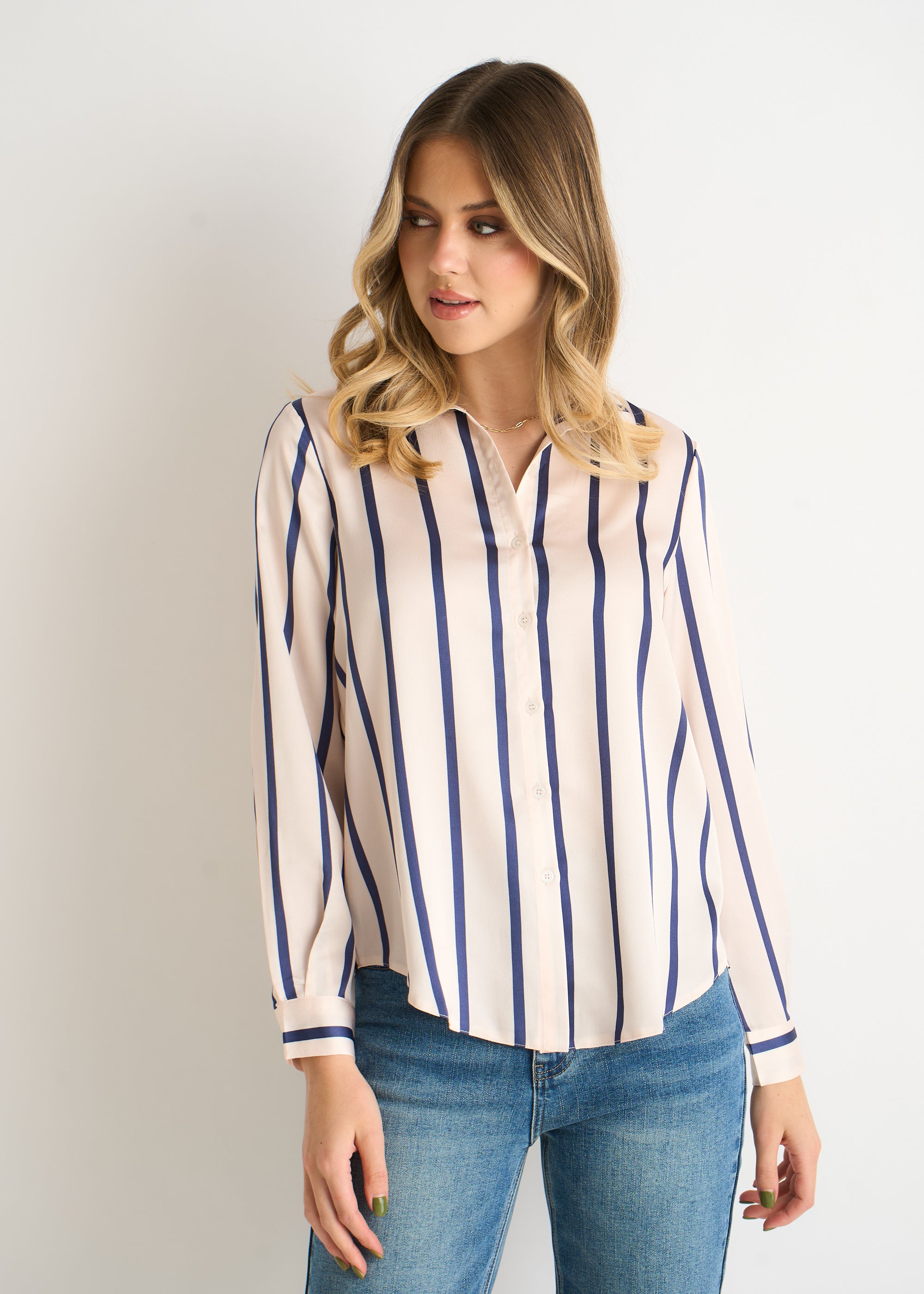 Navy Stripe Loose Fit Shirt