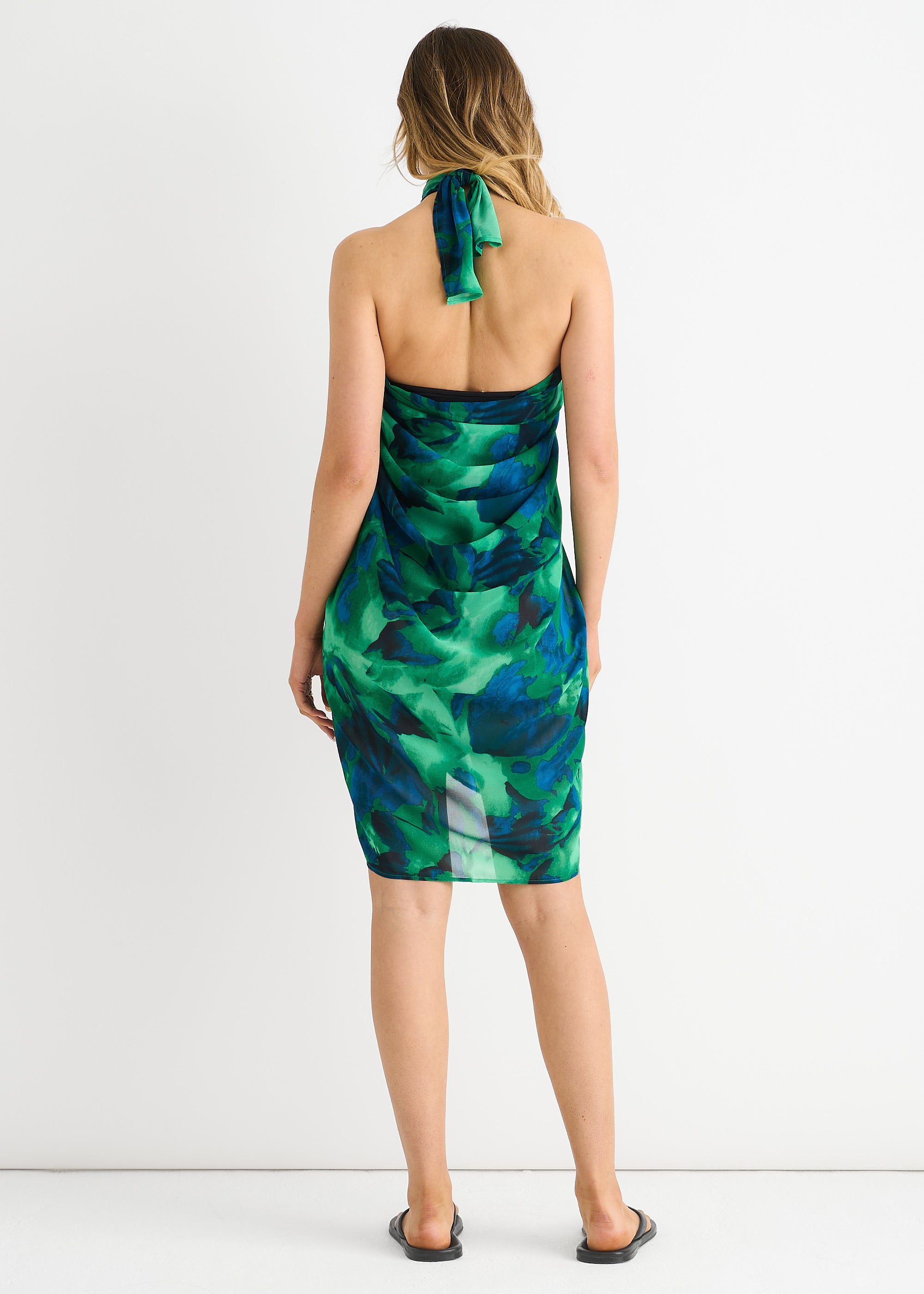 Green Watercolour Floral Multiway Beach Sarong