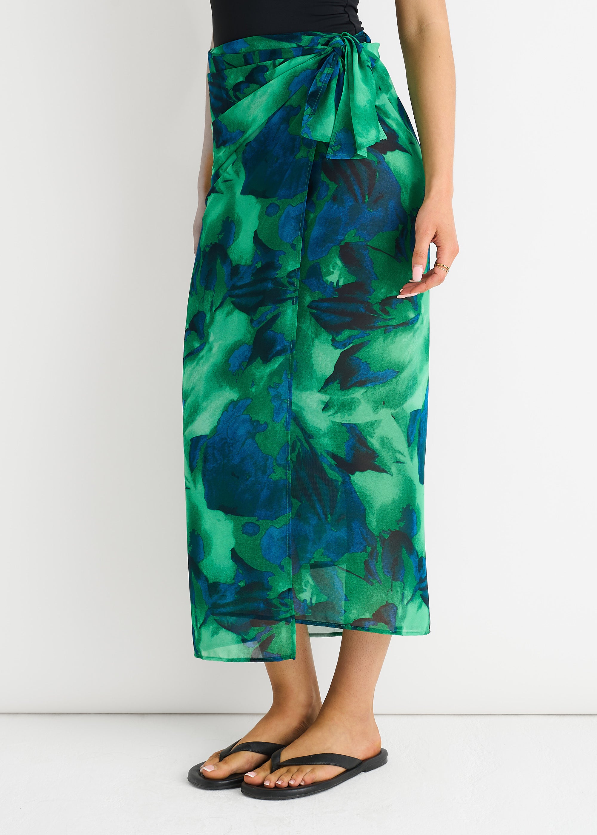 Green Watercolour Floral Multiway Beach Sarong