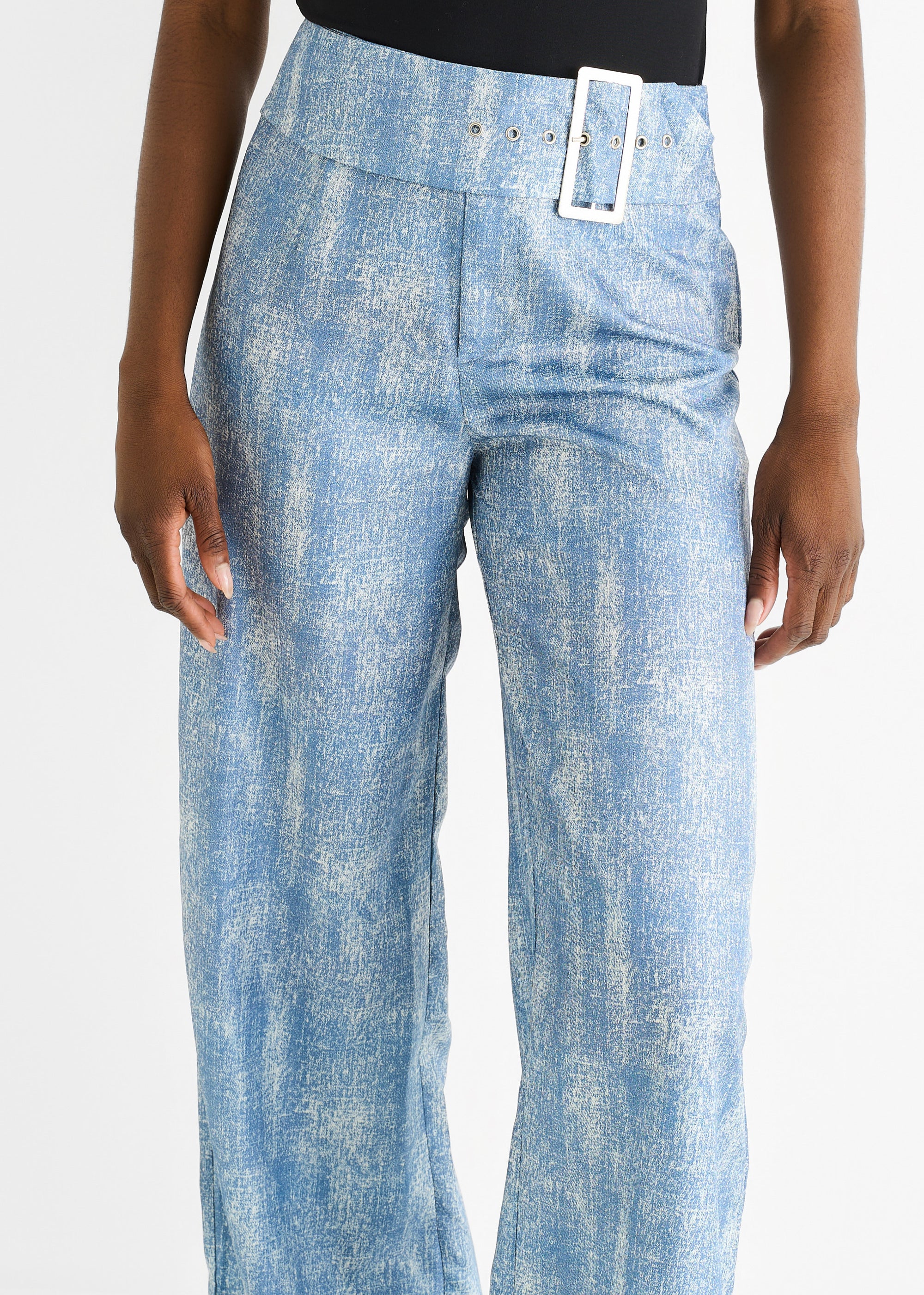 Blue Buckle Detail Trouser