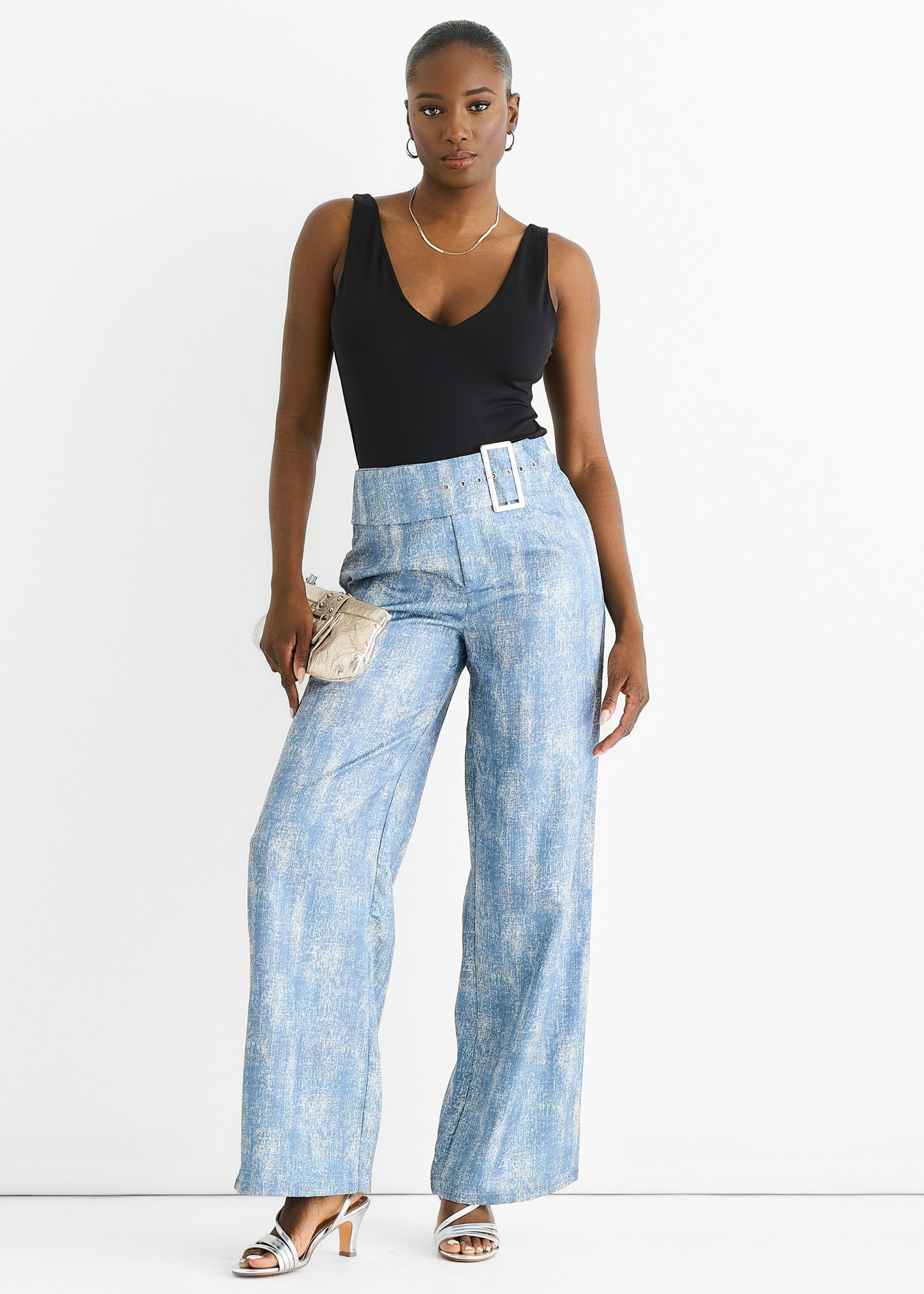 Blue Buckle Detail Trouser