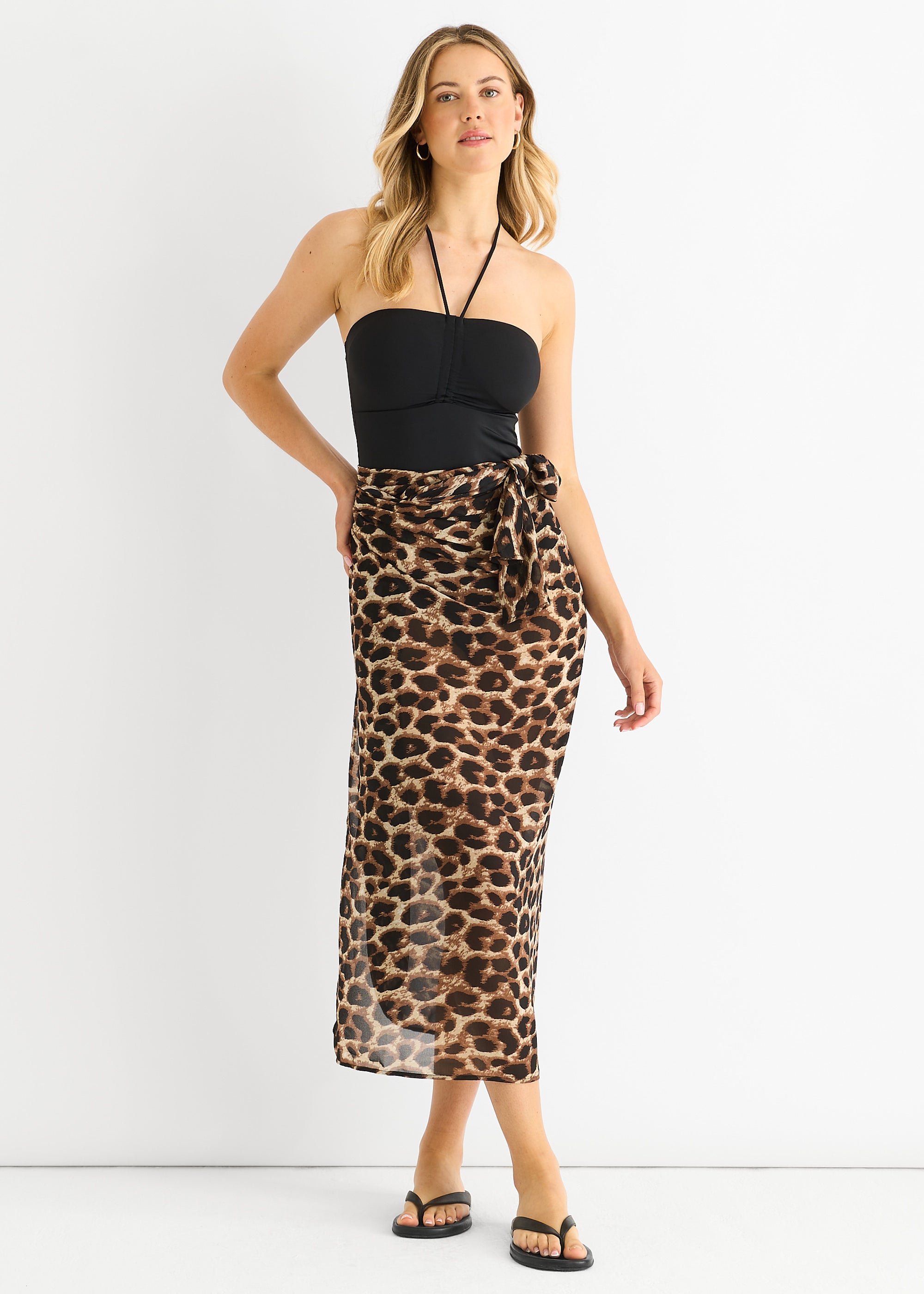 Brown Animal print Multiwear Beach Sarong