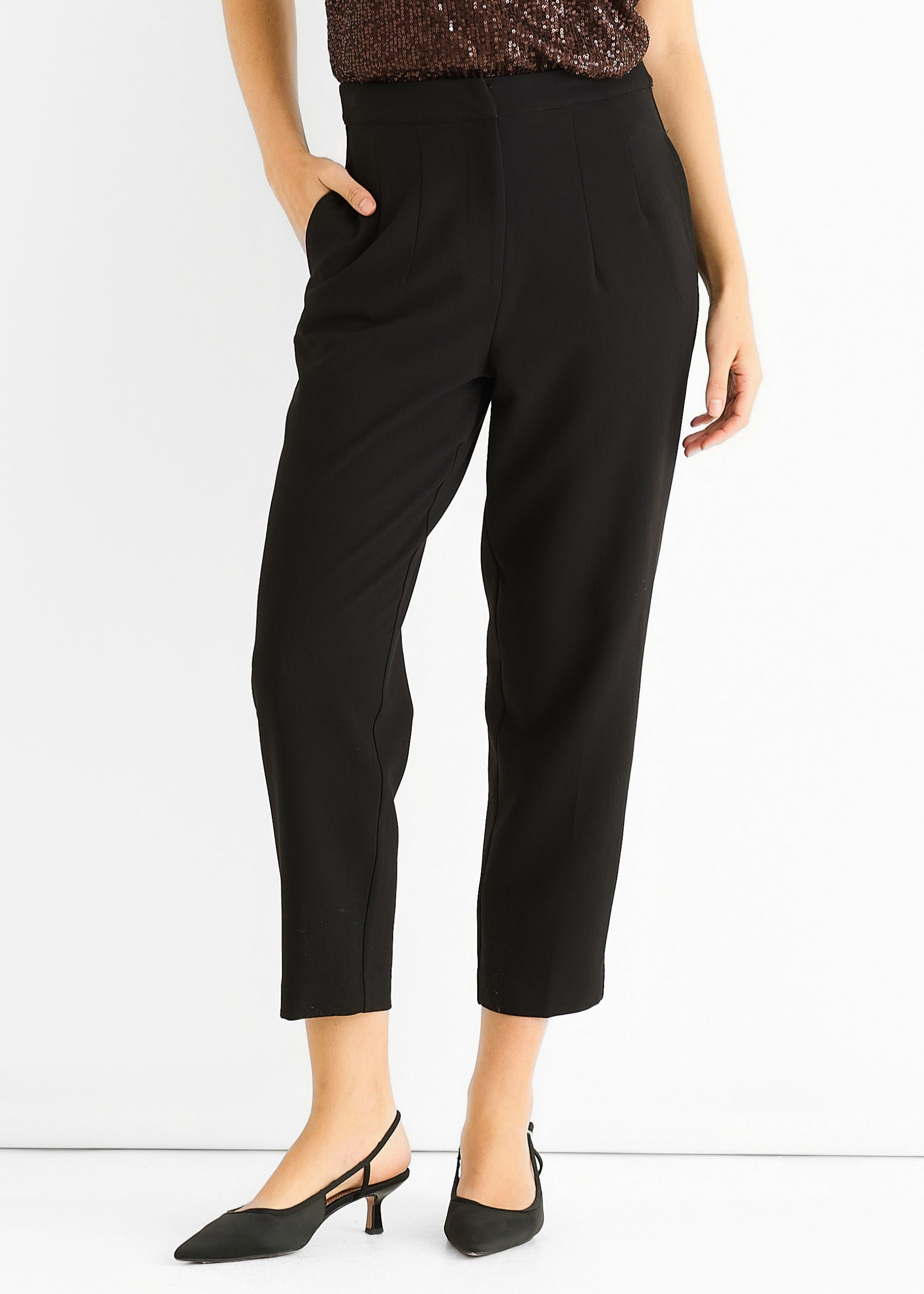 Black Ankle Grazer Cigarette Tailoring Trousers