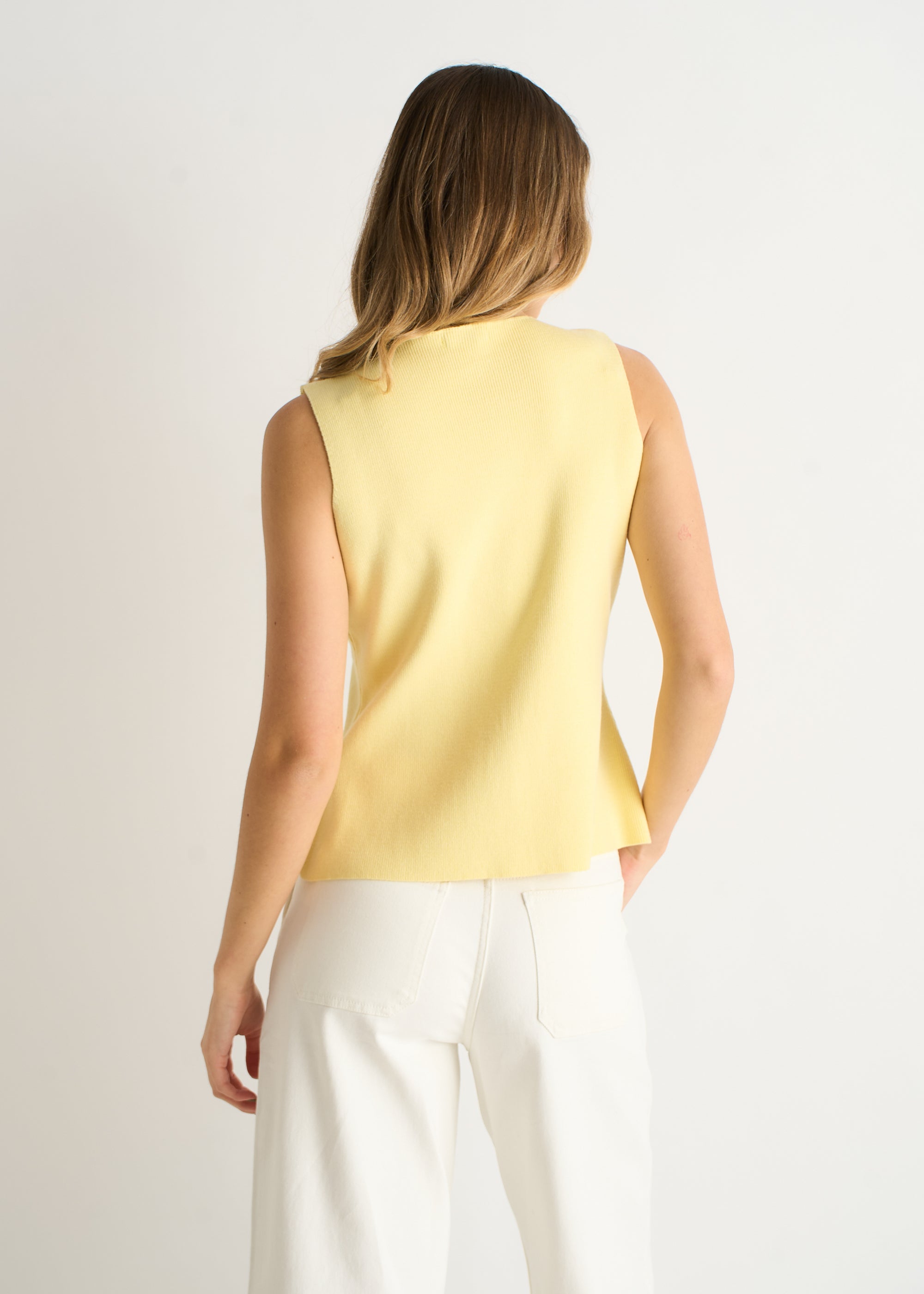 Lemon Button Front Compact Knit Waistcoat