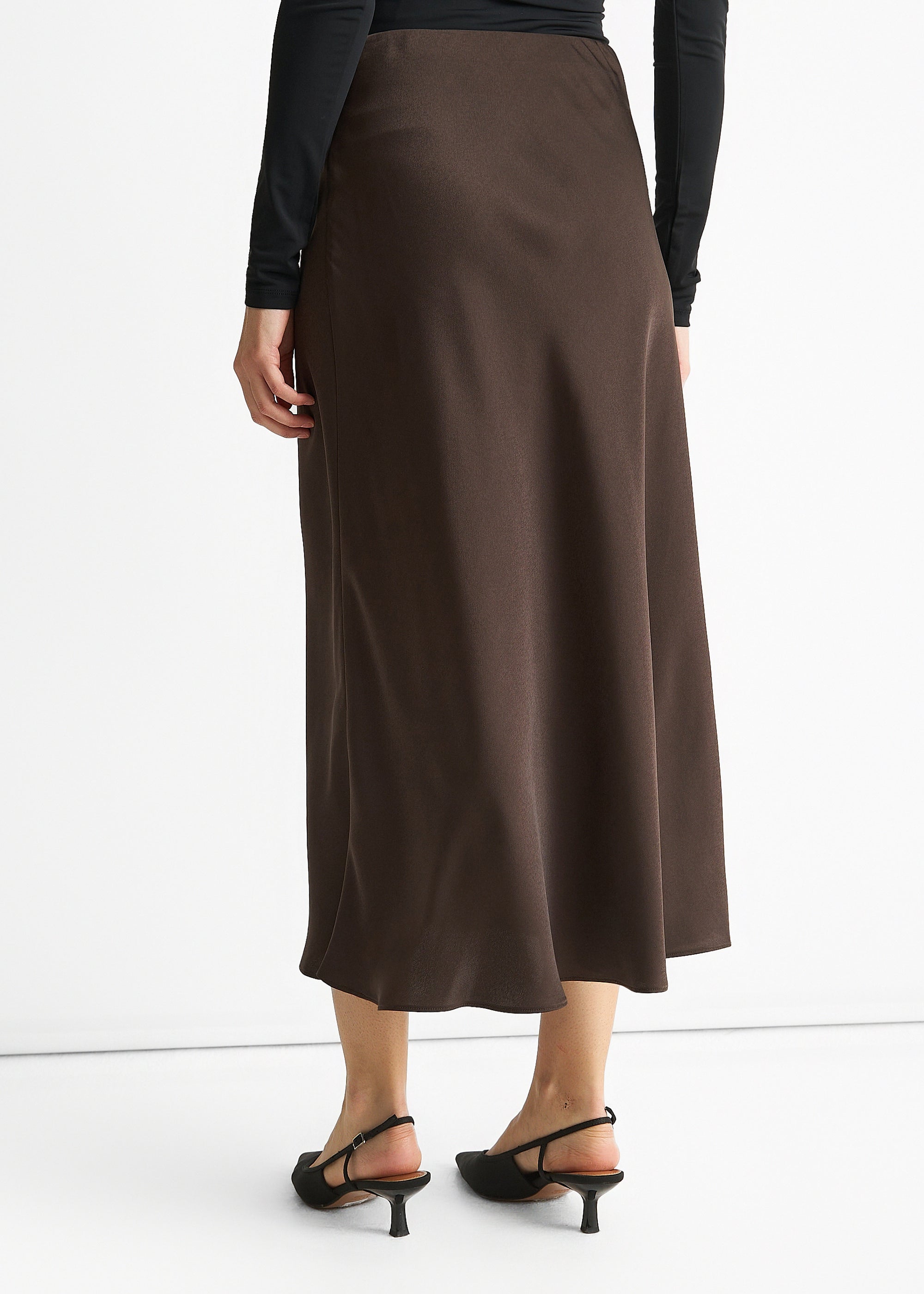 Chocolate Bias Midi Skirt