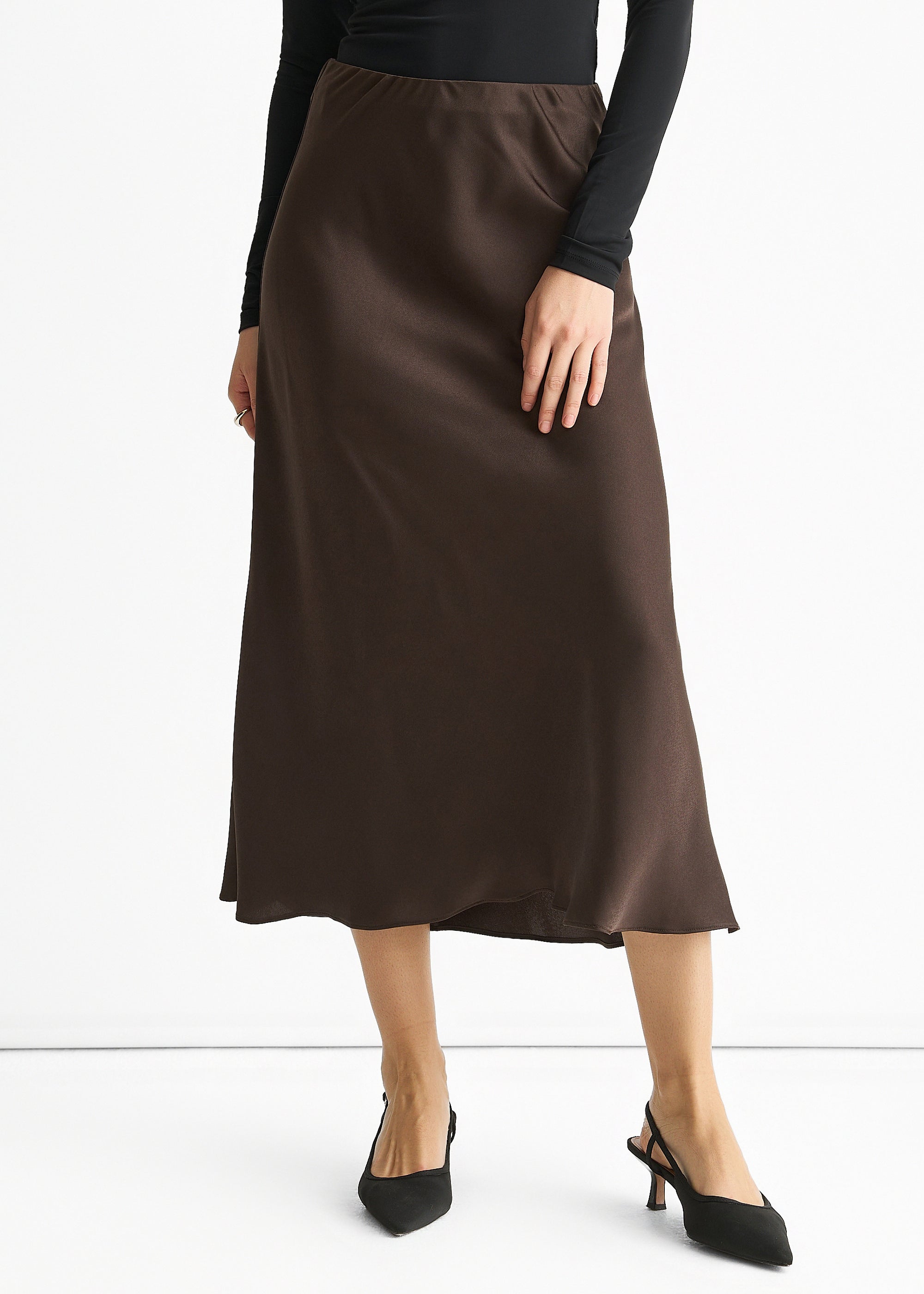 Chocolate Bias Midi Skirt