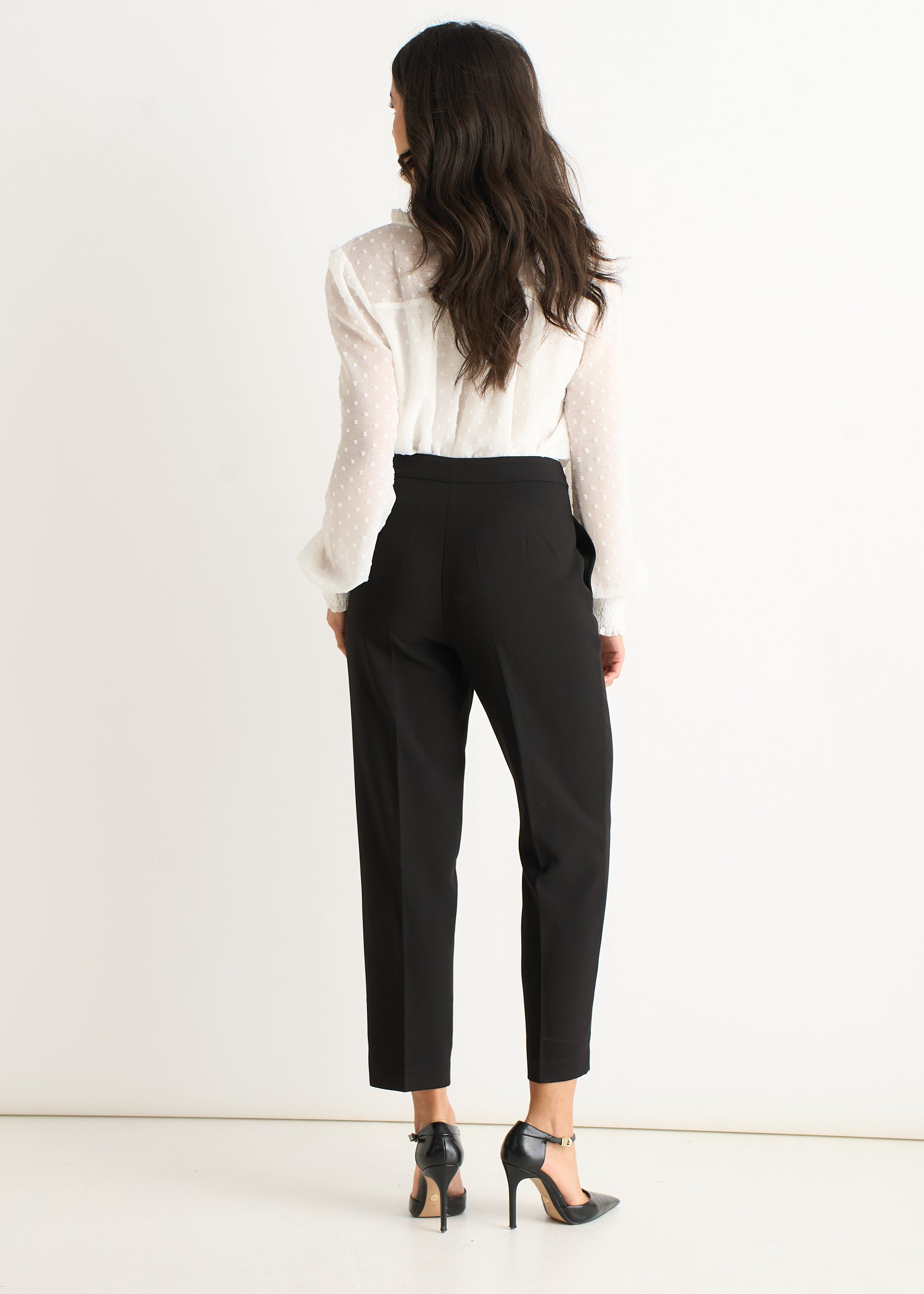 Black Ankle Grazer Cigarette Tailoring Trousers