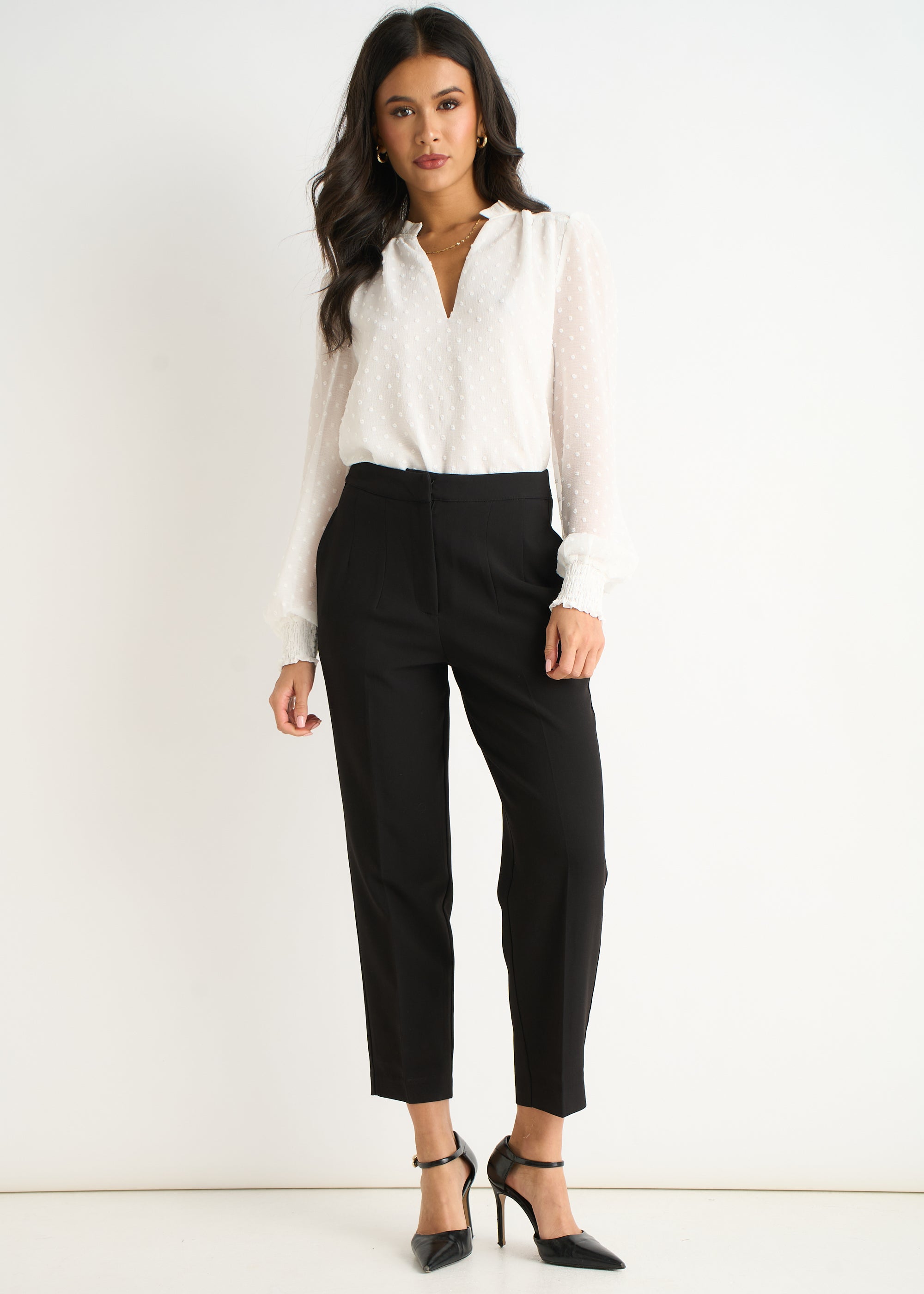Black Ankle Grazer Cigarette Tailoring Trousers