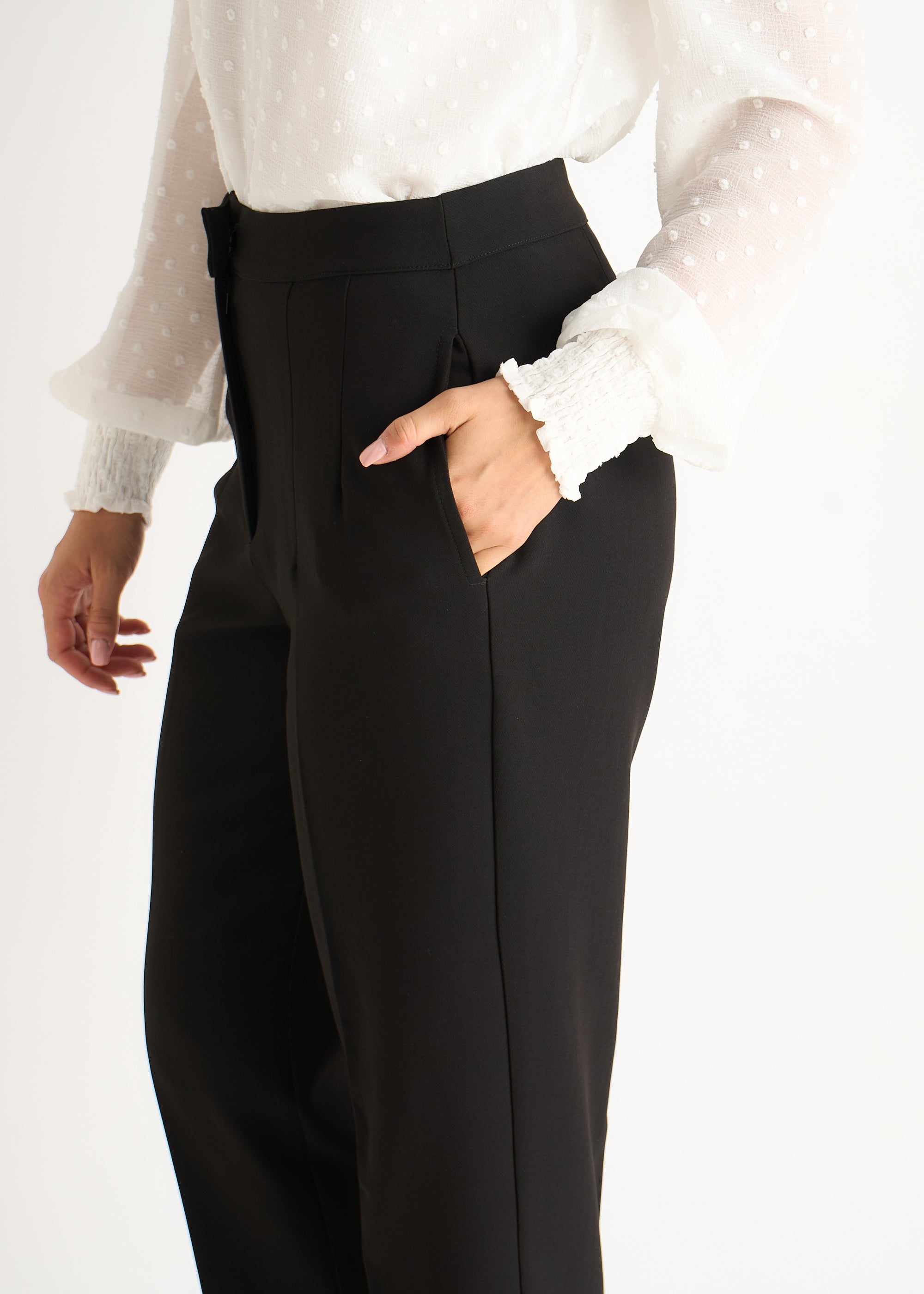 Black Ankle Grazer Cigarette Tailoring Trousers