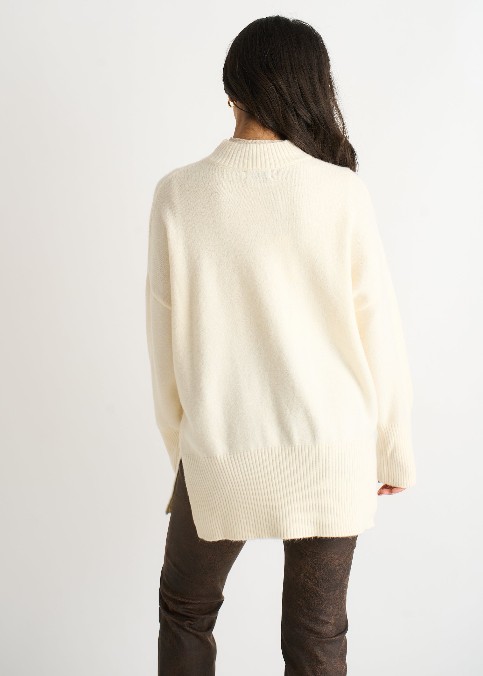 Off White Turtle Neck Oversized Knitted Jumper