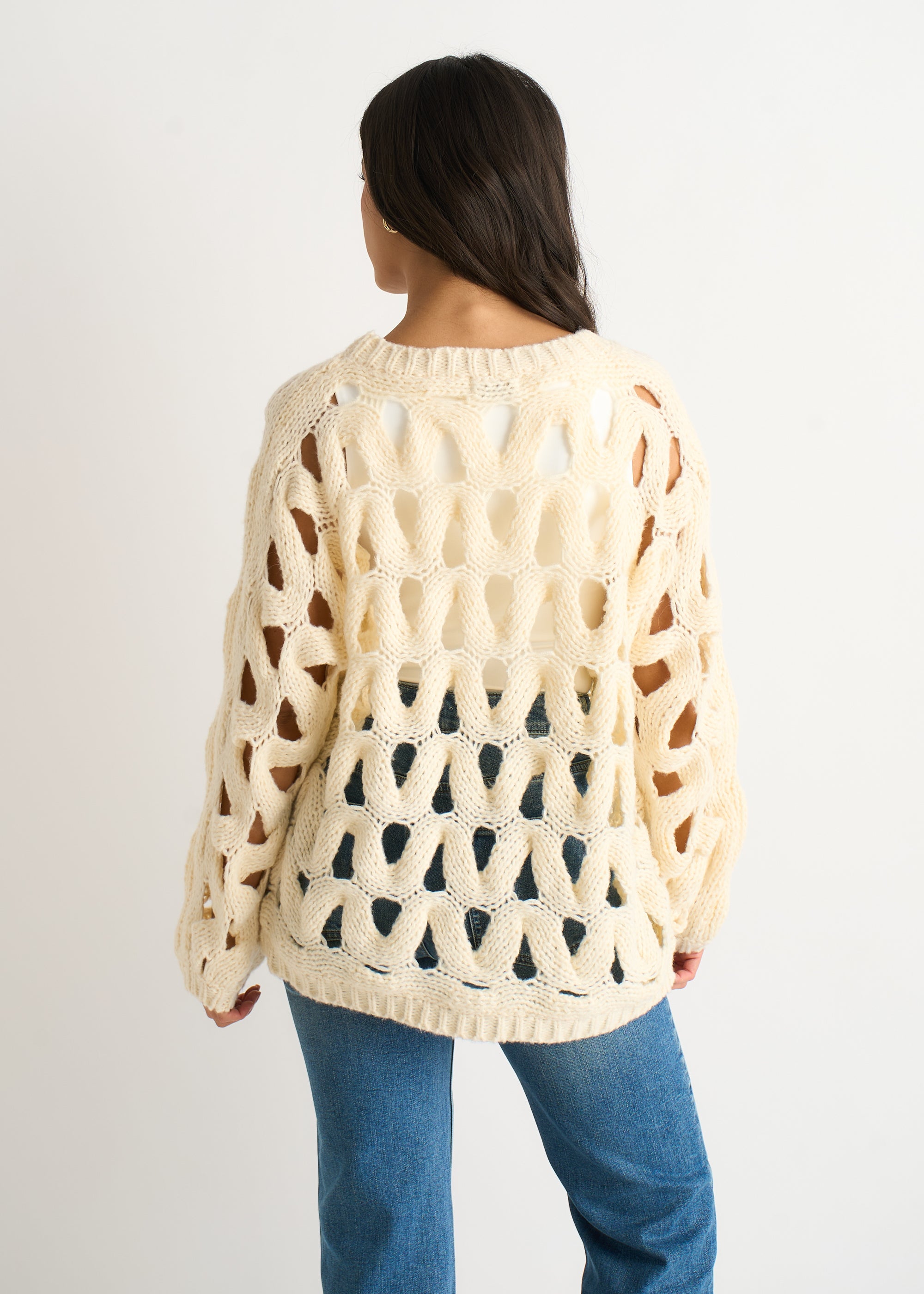 Butter Cream Hollow Chunky Knit Jumper