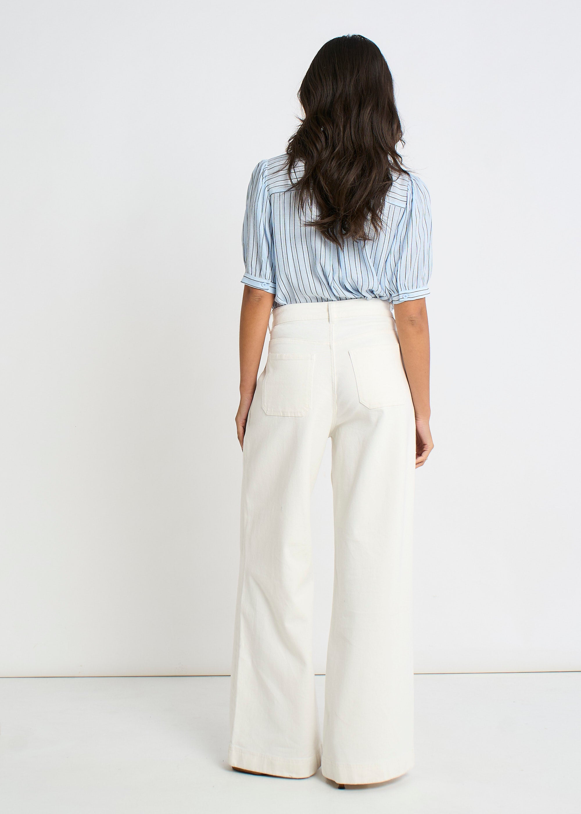 Off White Pleat Wide Leg Jean