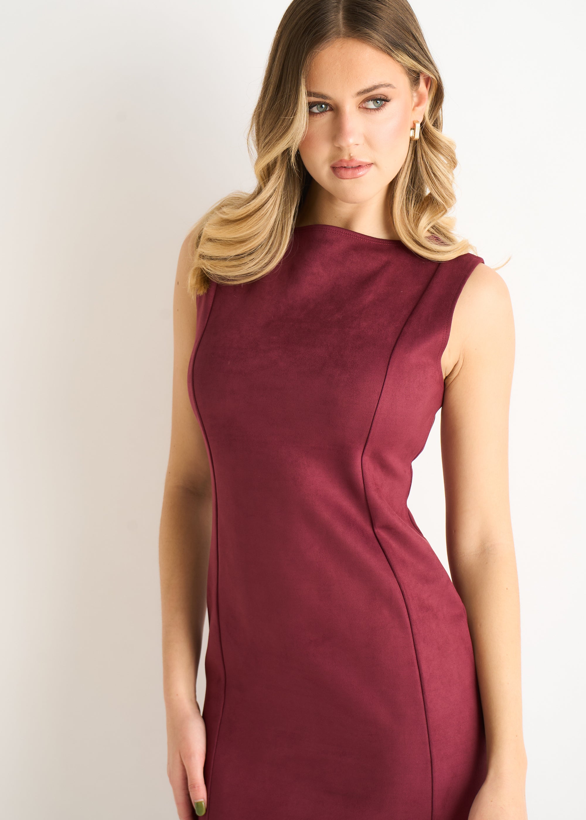Mulberry Faux Suede Pencil Dress