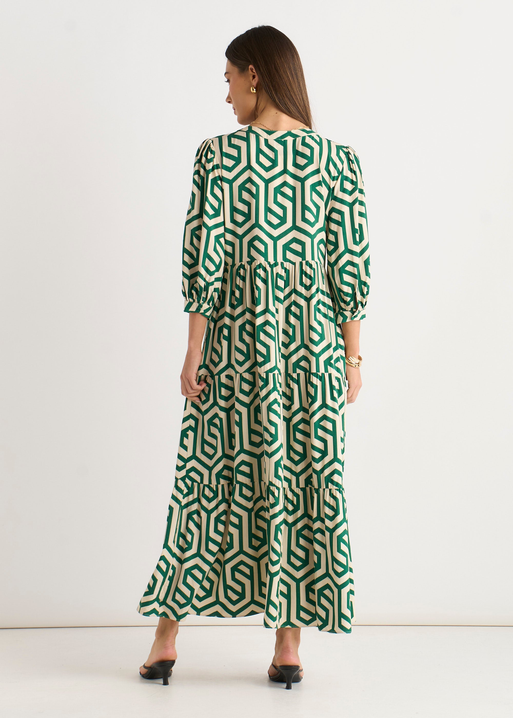 Green Long Sleeve Maxi Dress