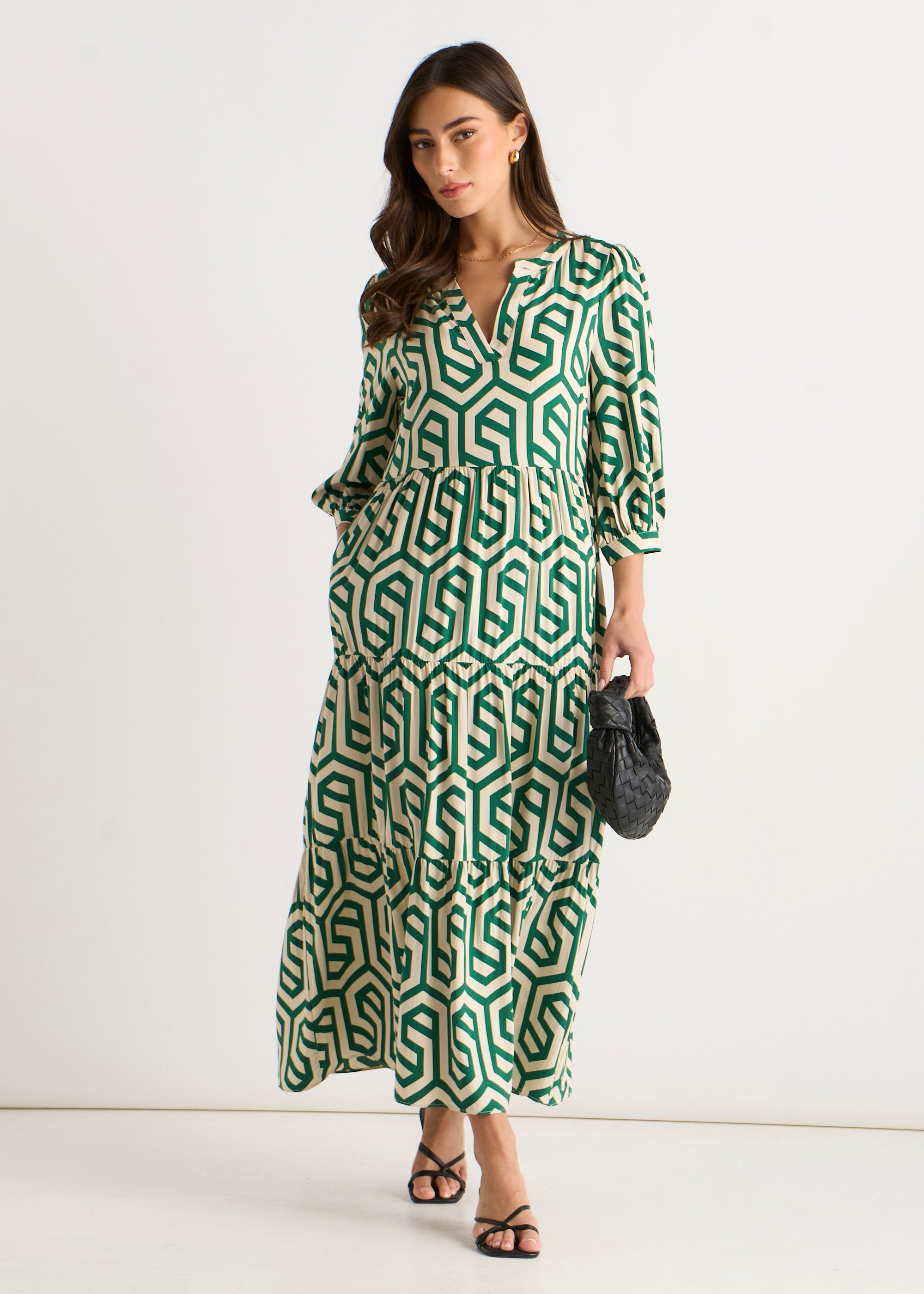 Green Long Sleeve Maxi Dress