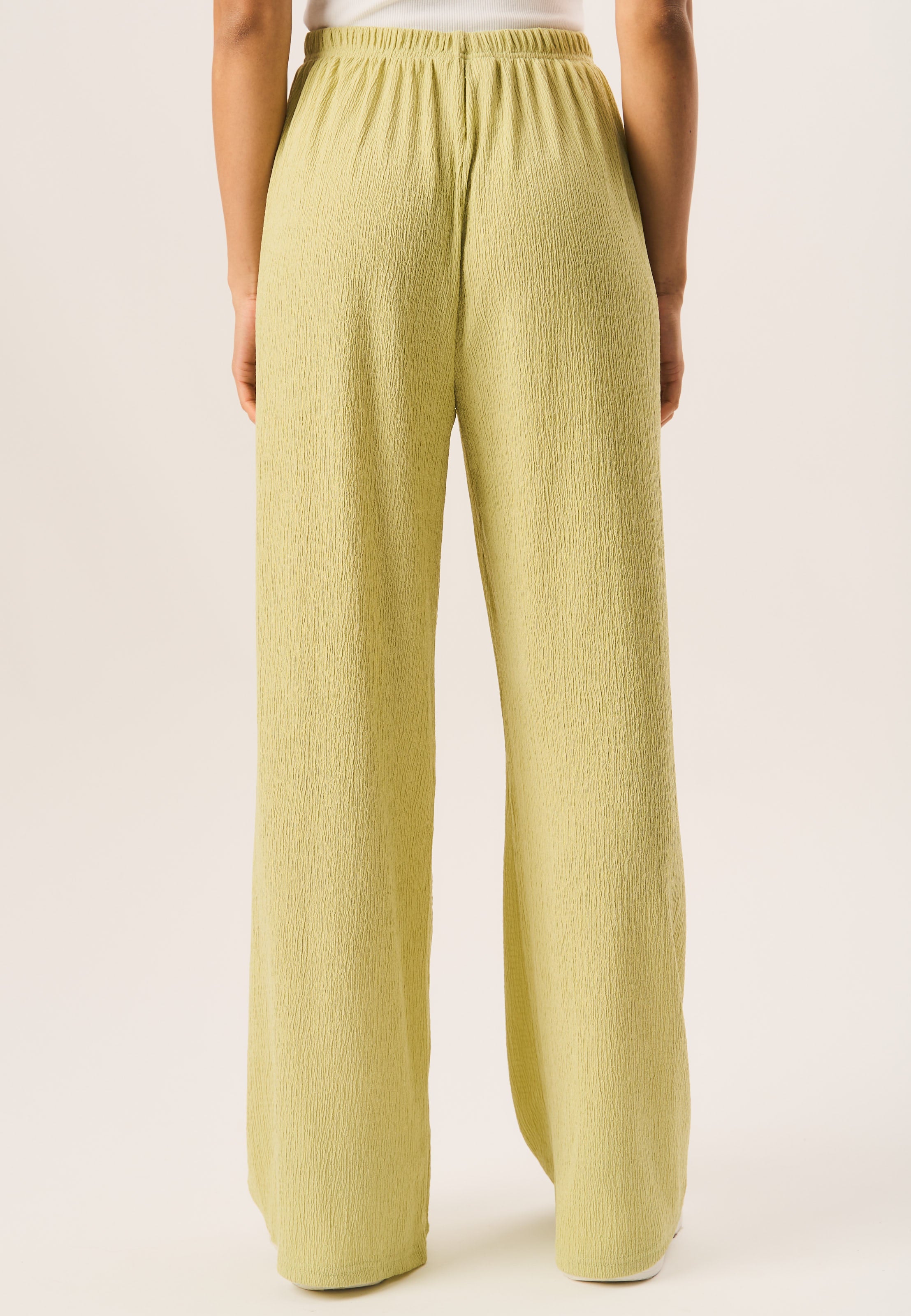 Sage Green Textured Pull On Wide Leg Trousers