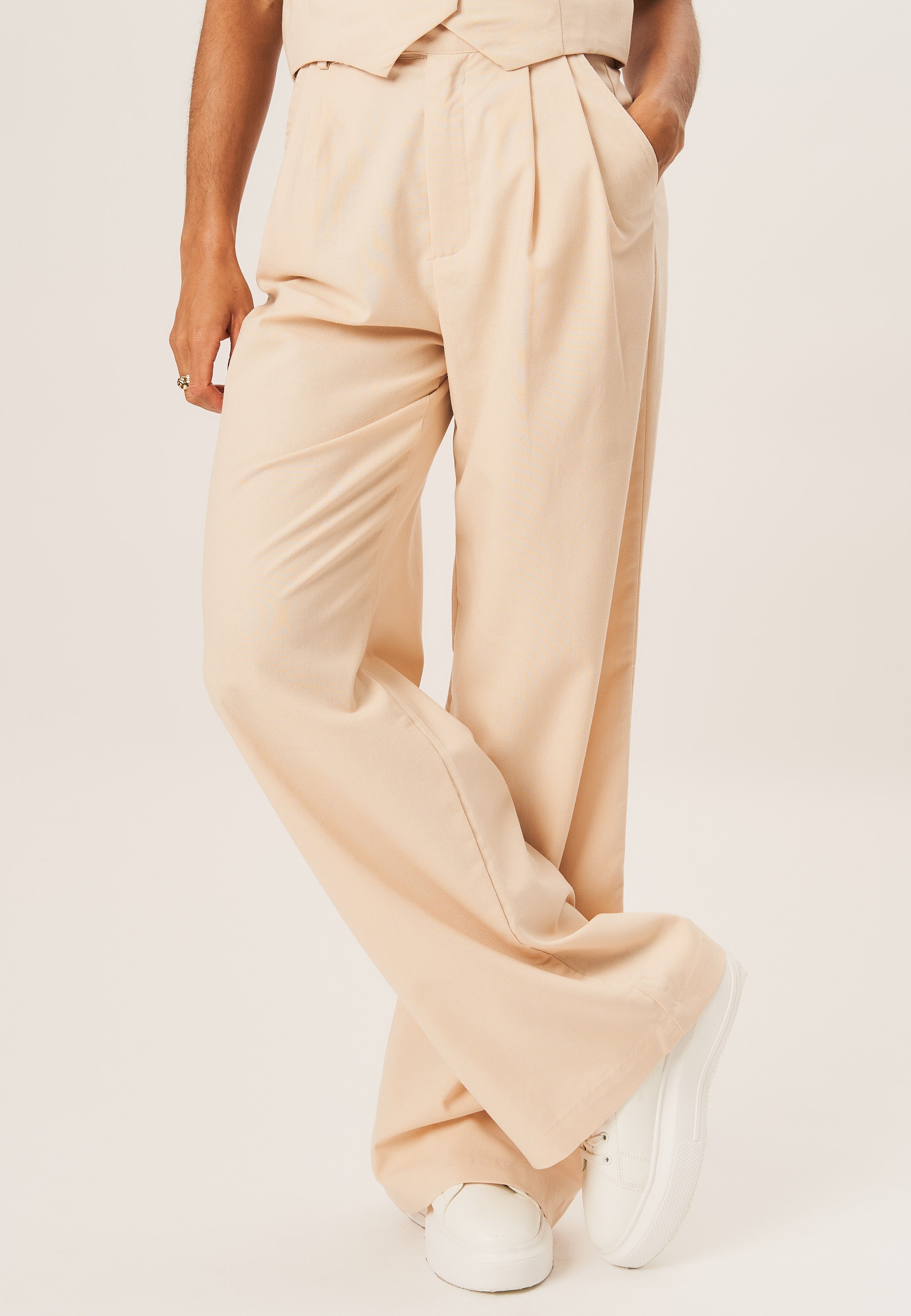 Stone Tailored Cotton Wide Leg Trousers