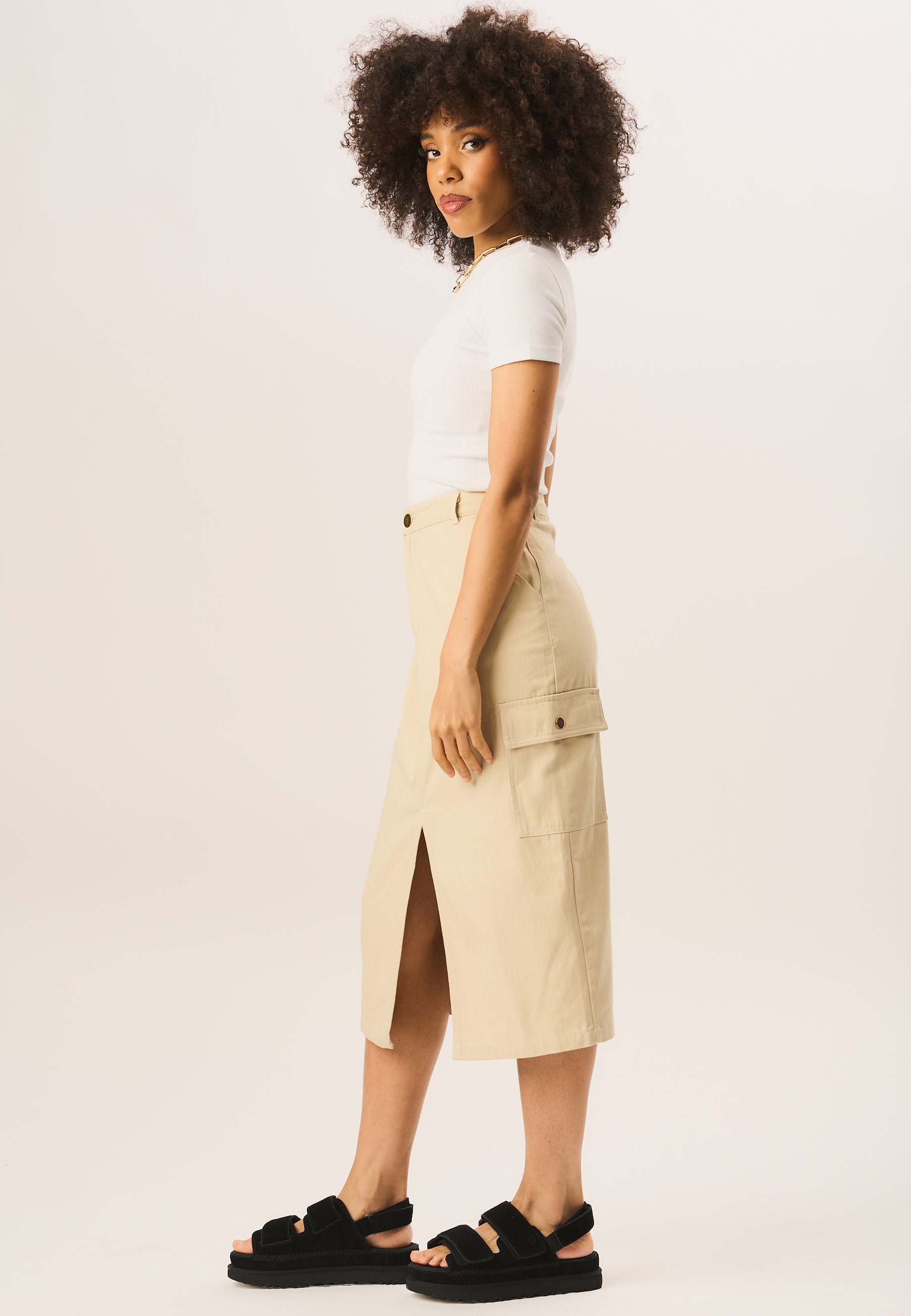 Stone Cargo Midi Skirt