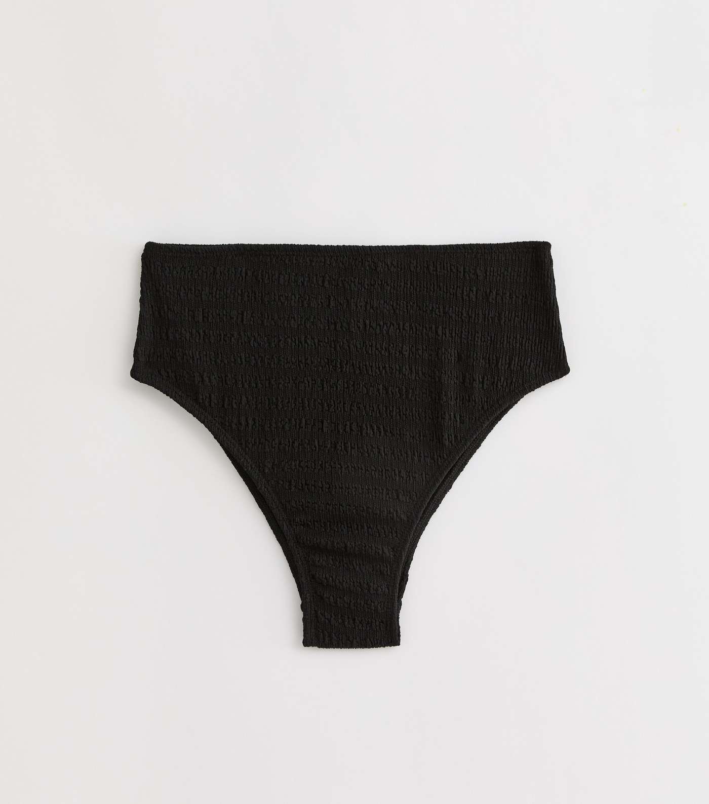Black Textured High Waist Bikini Bottom