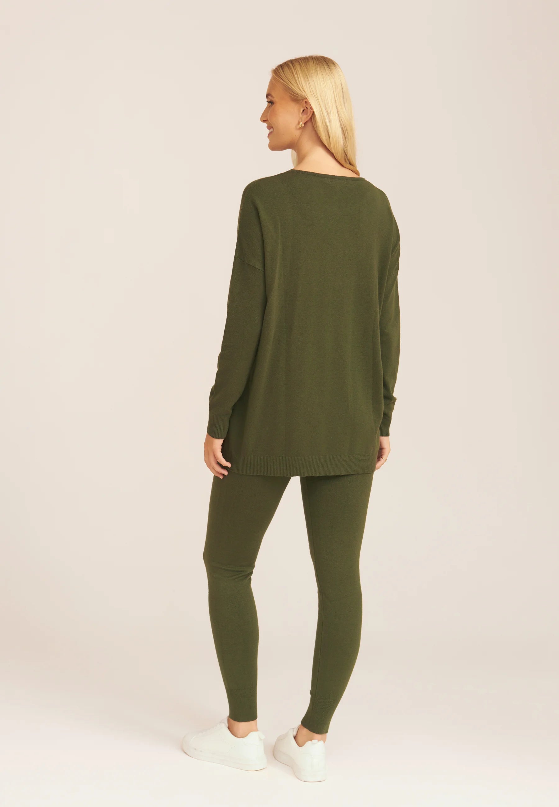 Khaki Soft Touch Crew Neck Oversized Top