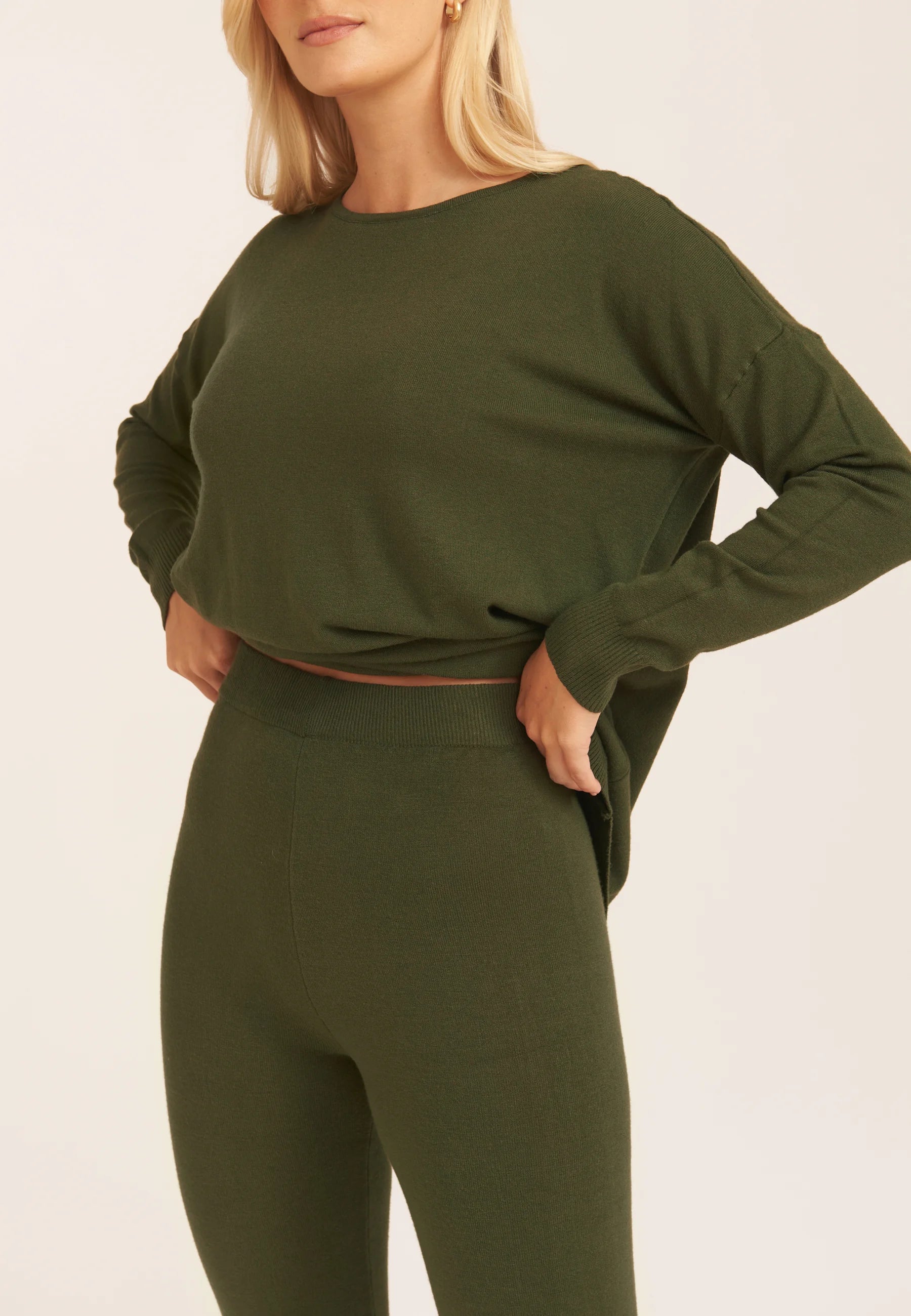 Khaki Soft Touch Crew Neck Oversized Top