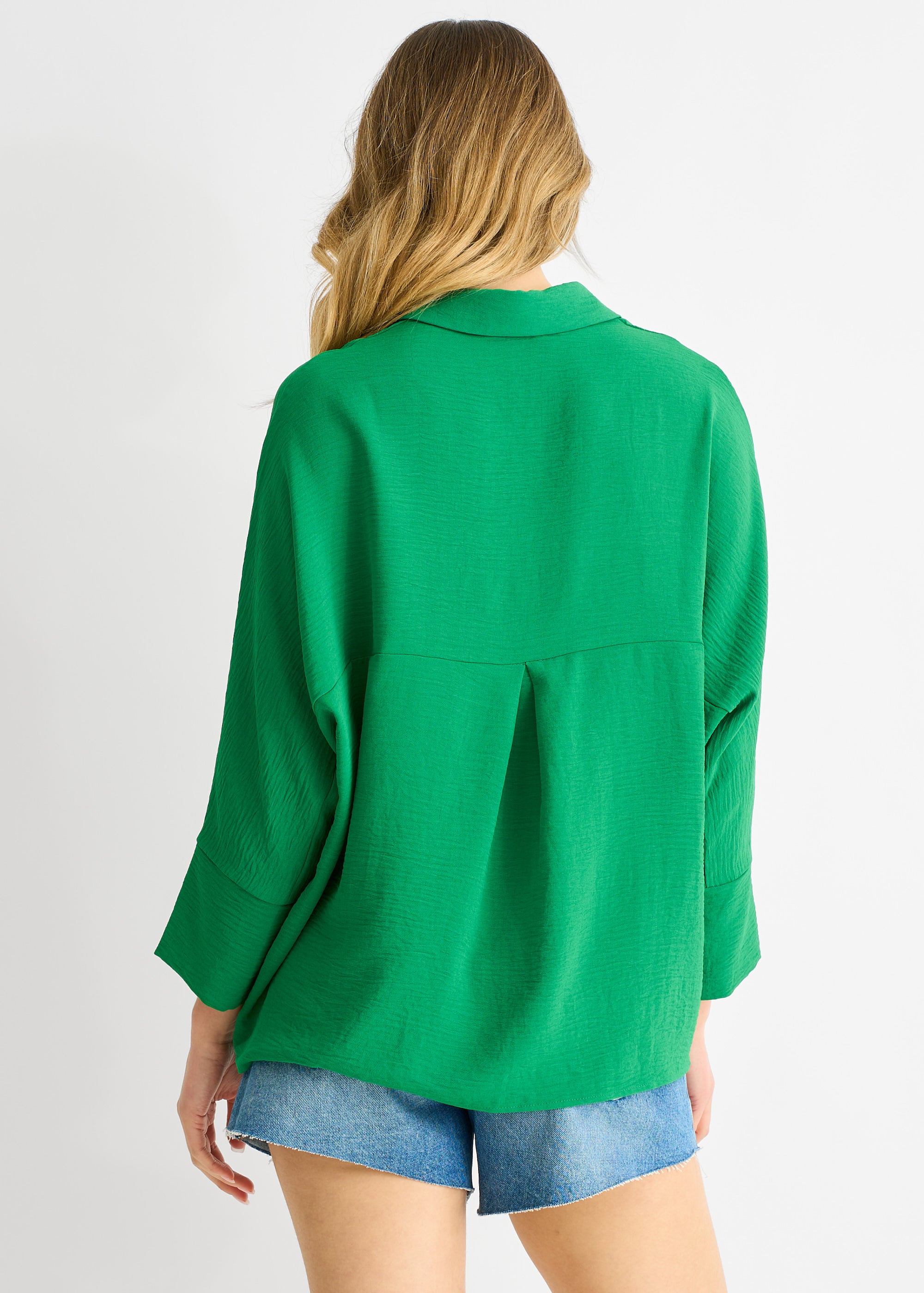 Mid Green Kimono Oversized Blouse