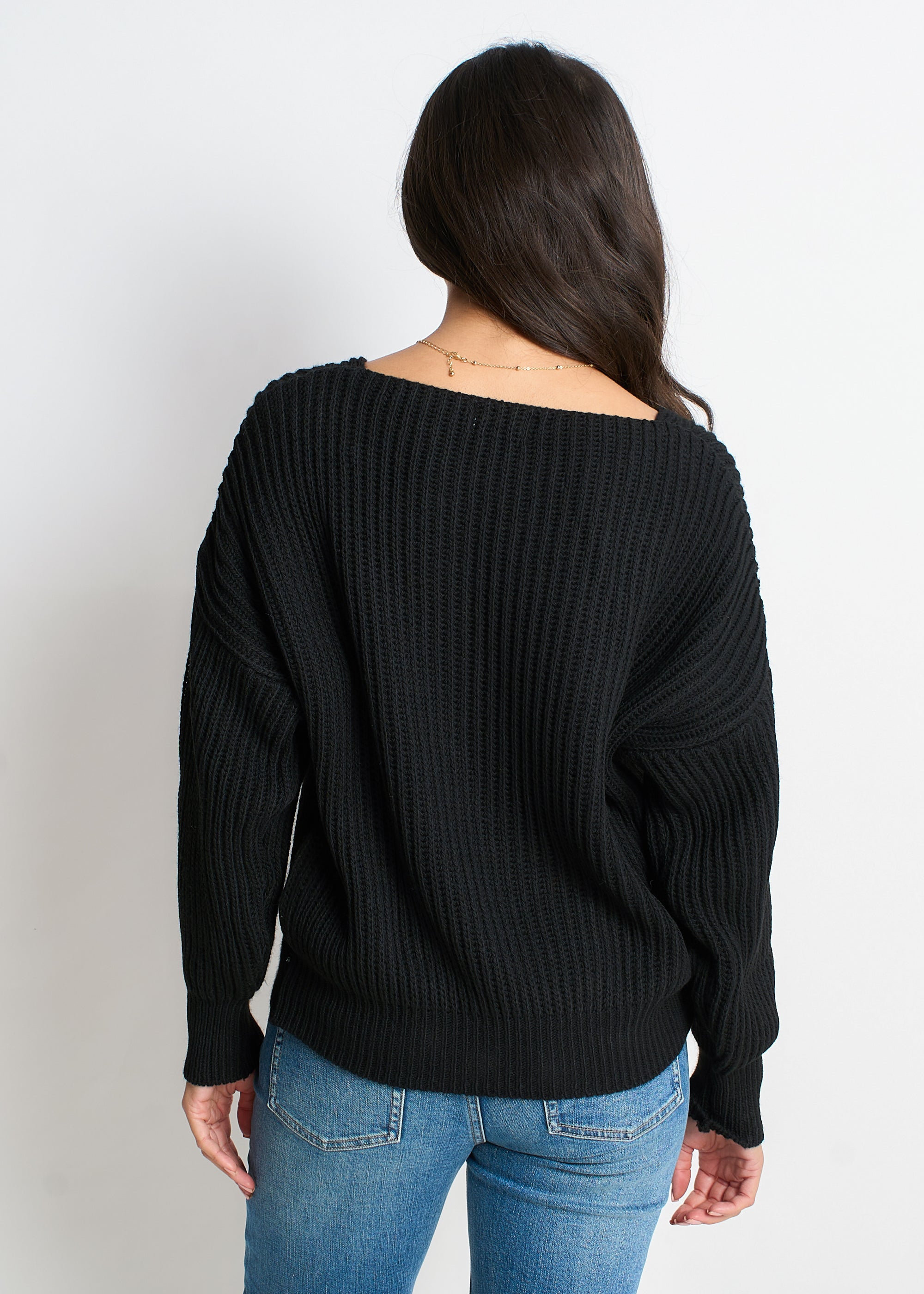 Black Chunky Knit Oversized Jumper