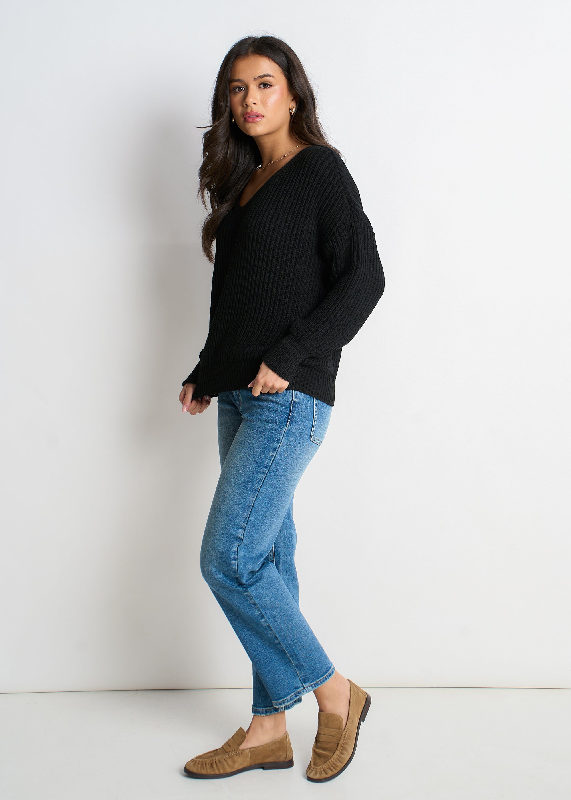 Black Chunky Knit Oversized Jumper