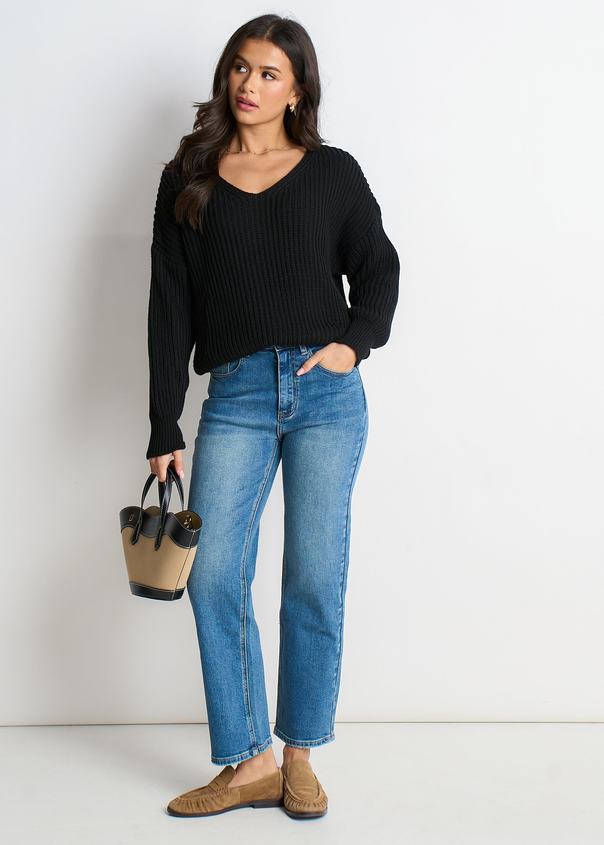 Black Chunky Knit Oversized Jumper
