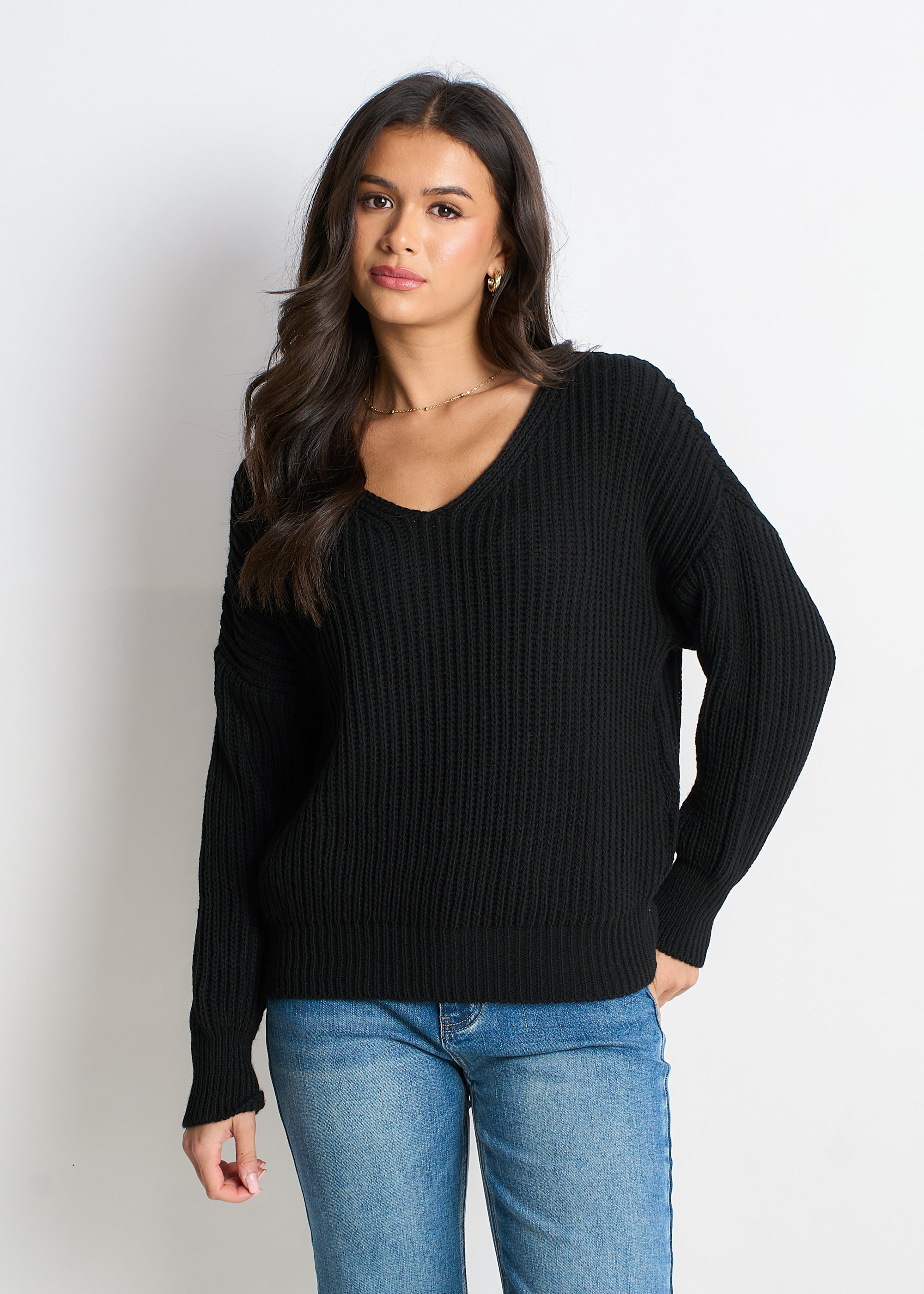 Black Chunky Knit Oversized Jumper