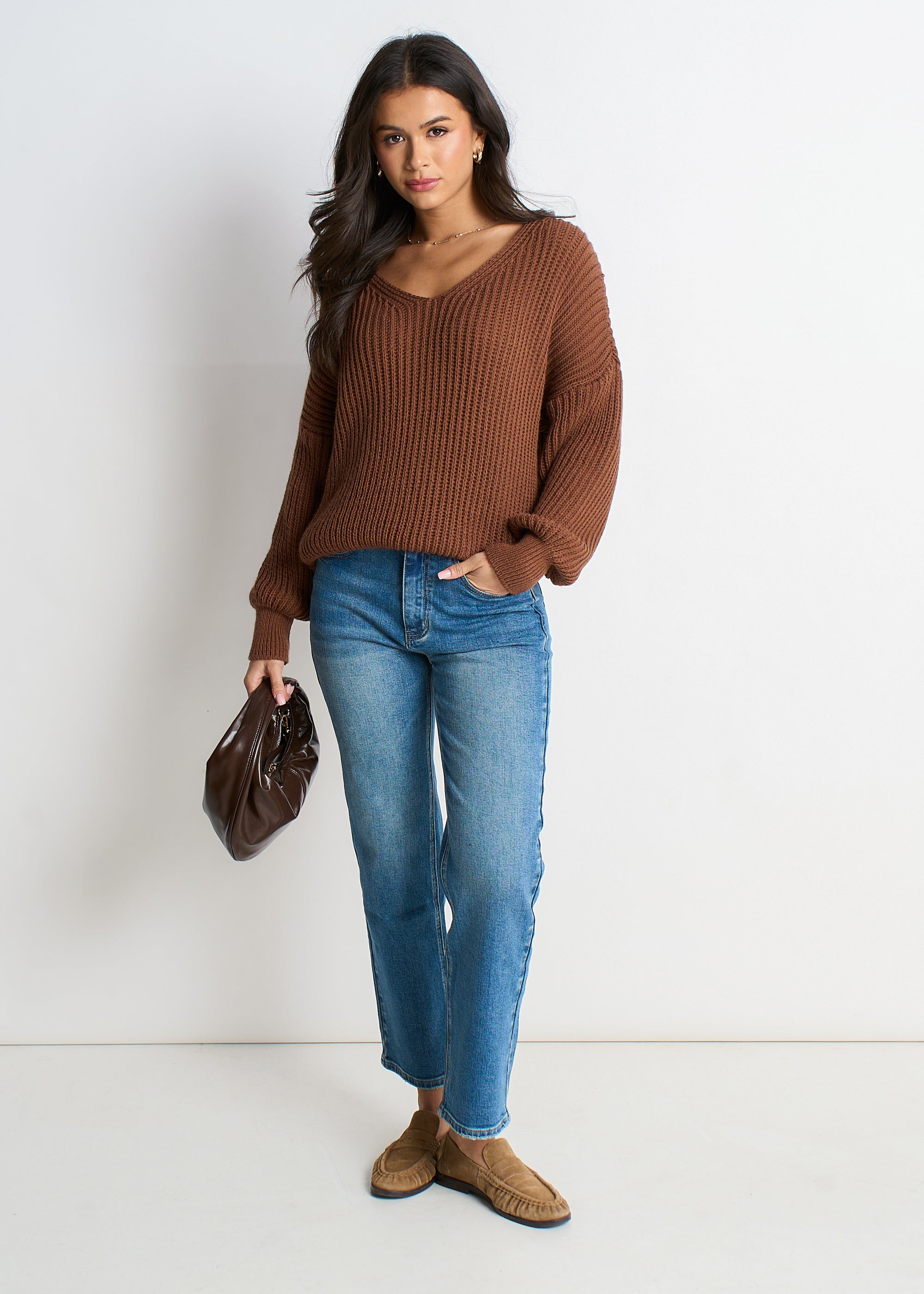 Brown Chunky Knit Oversized Jumper