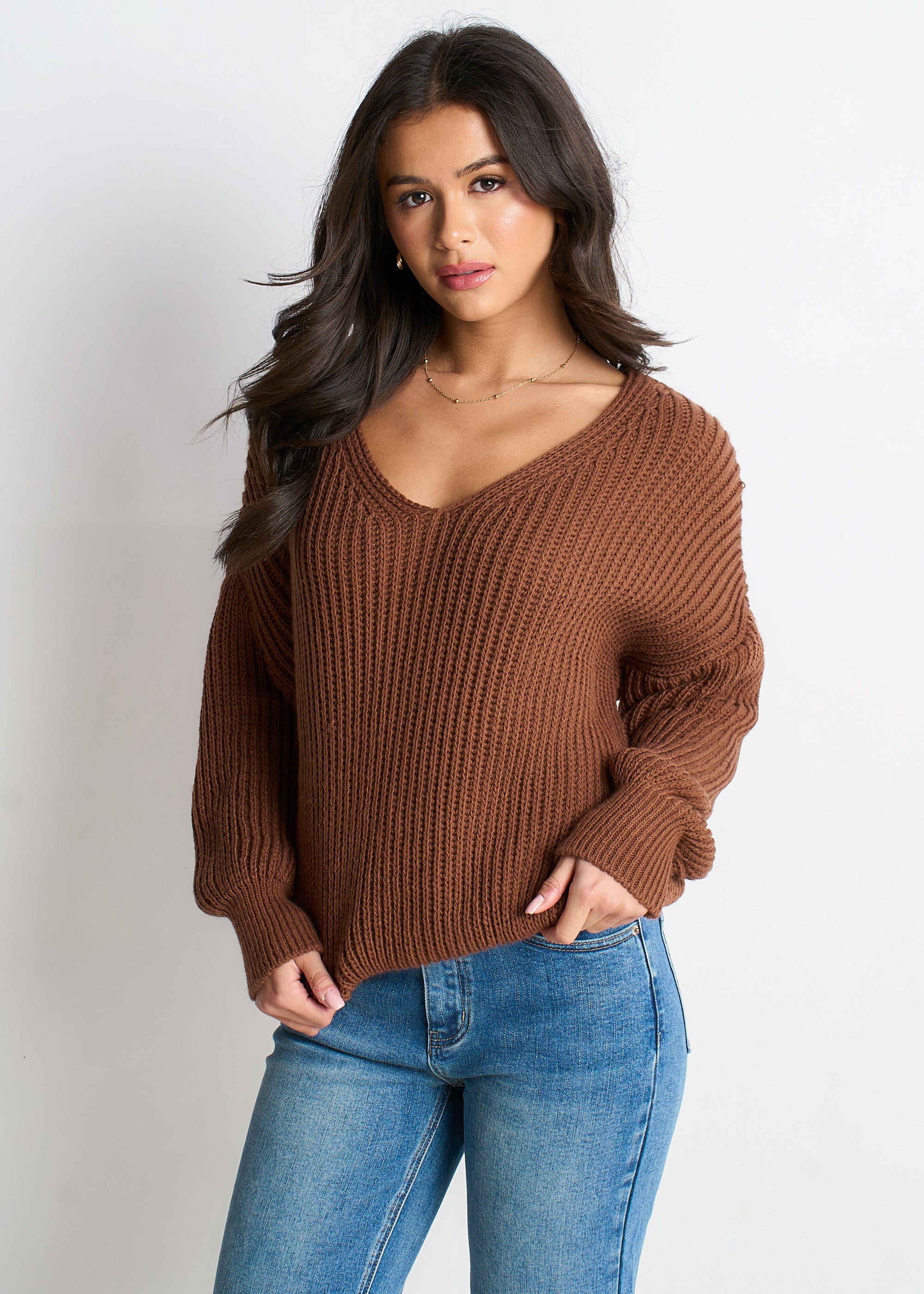 Brown Chunky Knit Oversized Jumper