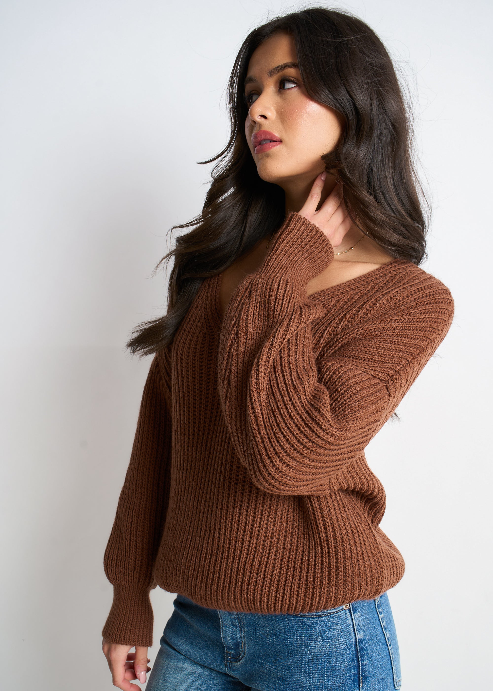 Brown Chunky Knit Oversized Jumper