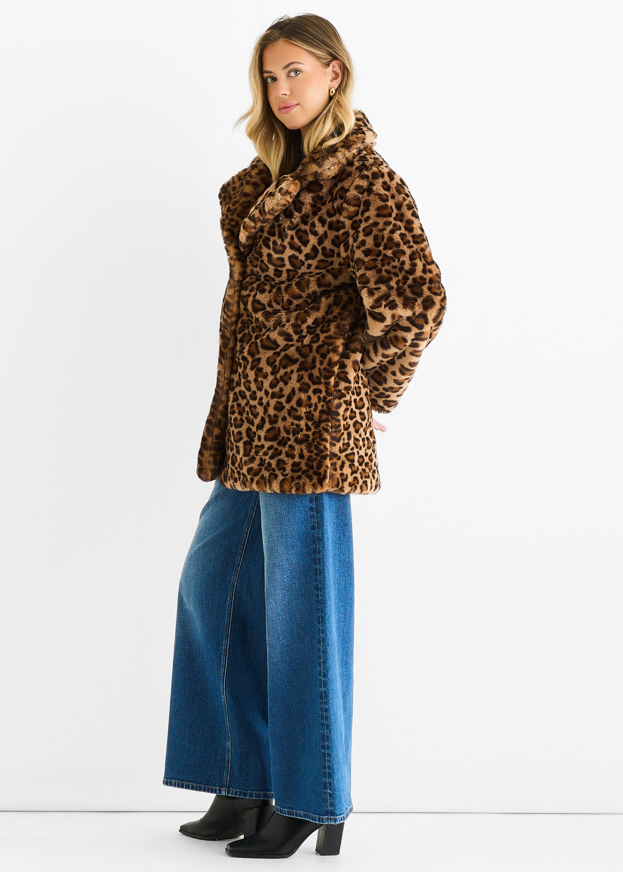 Blue Mid Rise Wide Leg Jeans