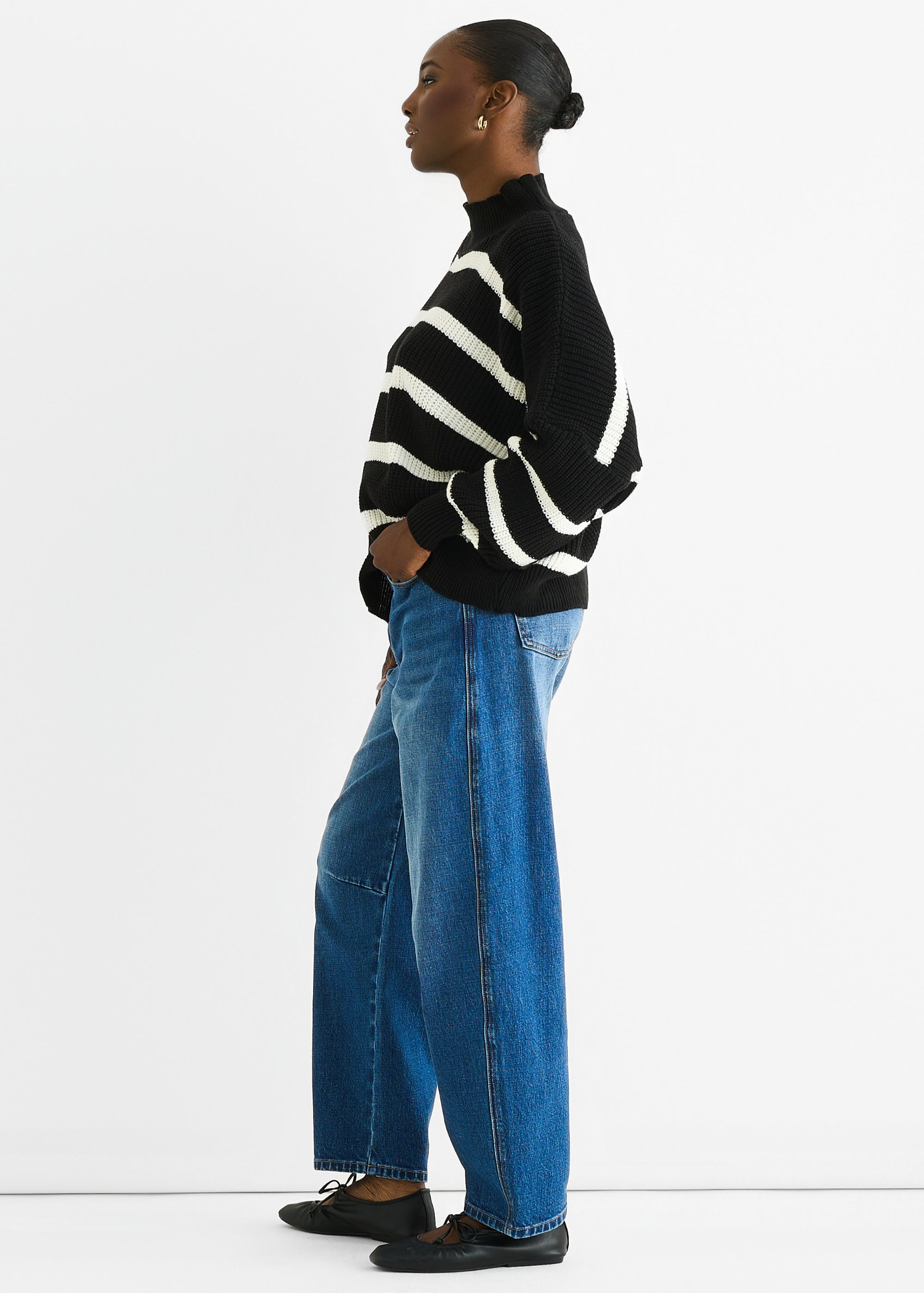 Black Chunky Knit High Neck Jumper