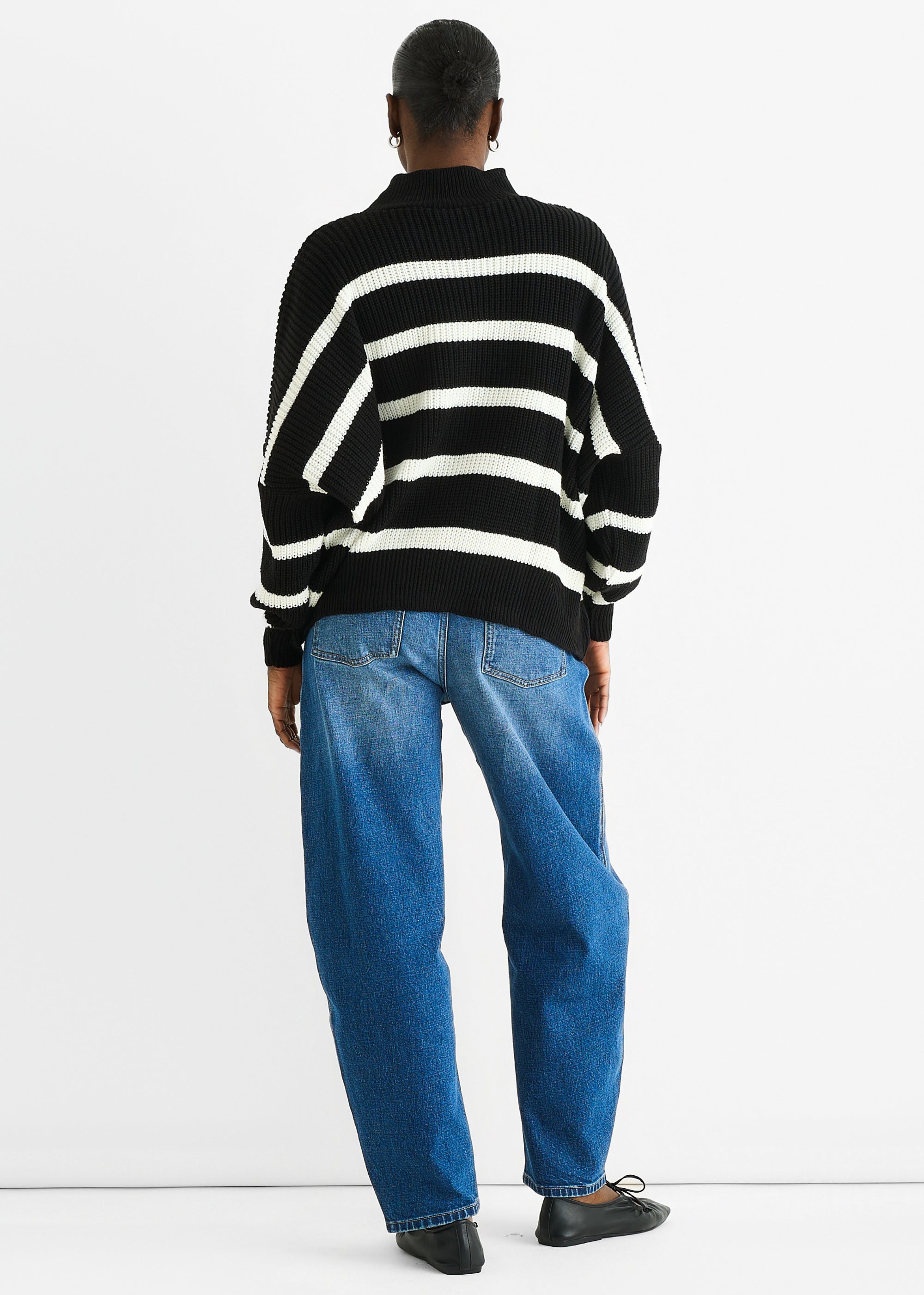 Black Chunky Knit High Neck Jumper
