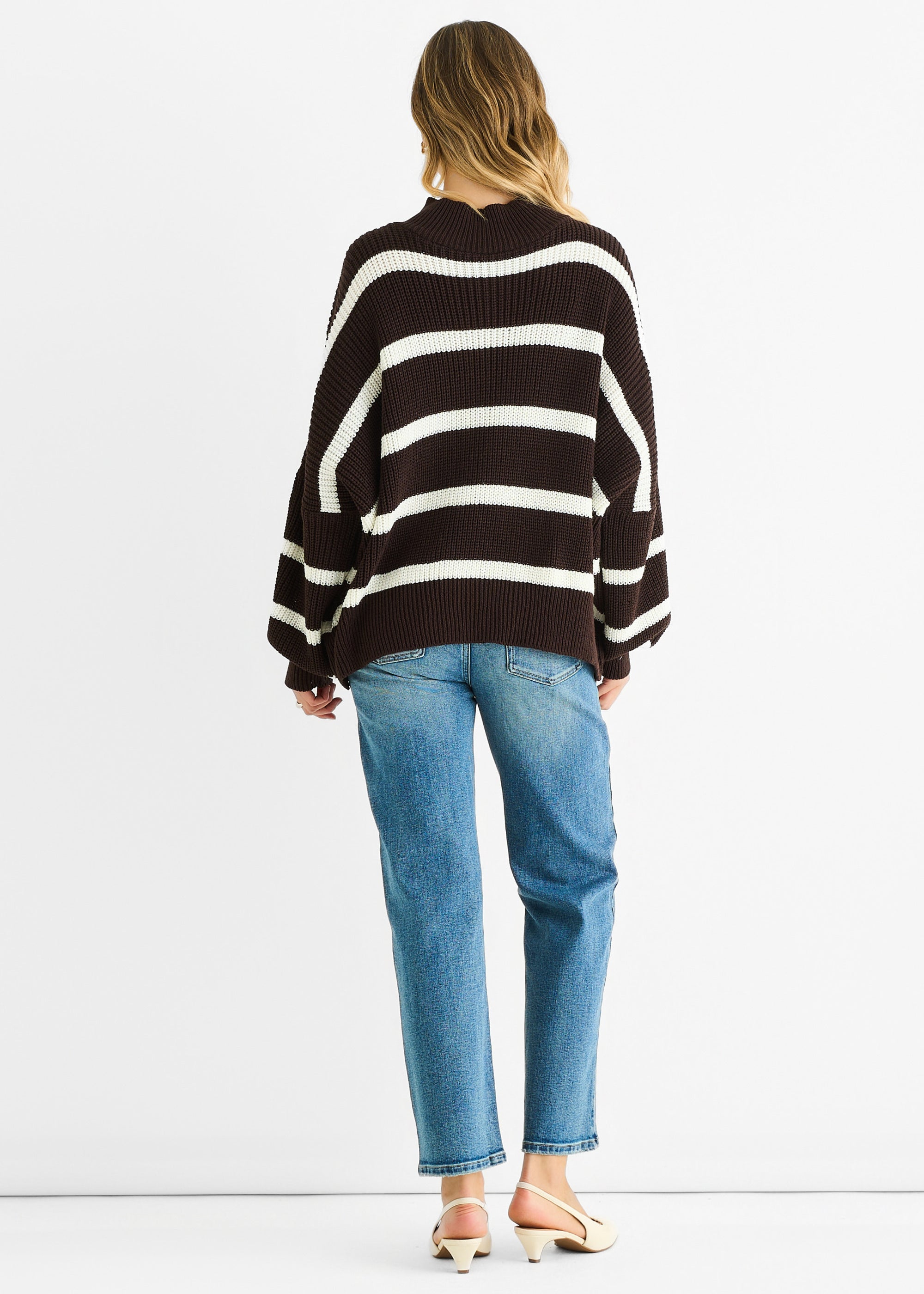 Chocolate Chunky Knit High Neck Jumper