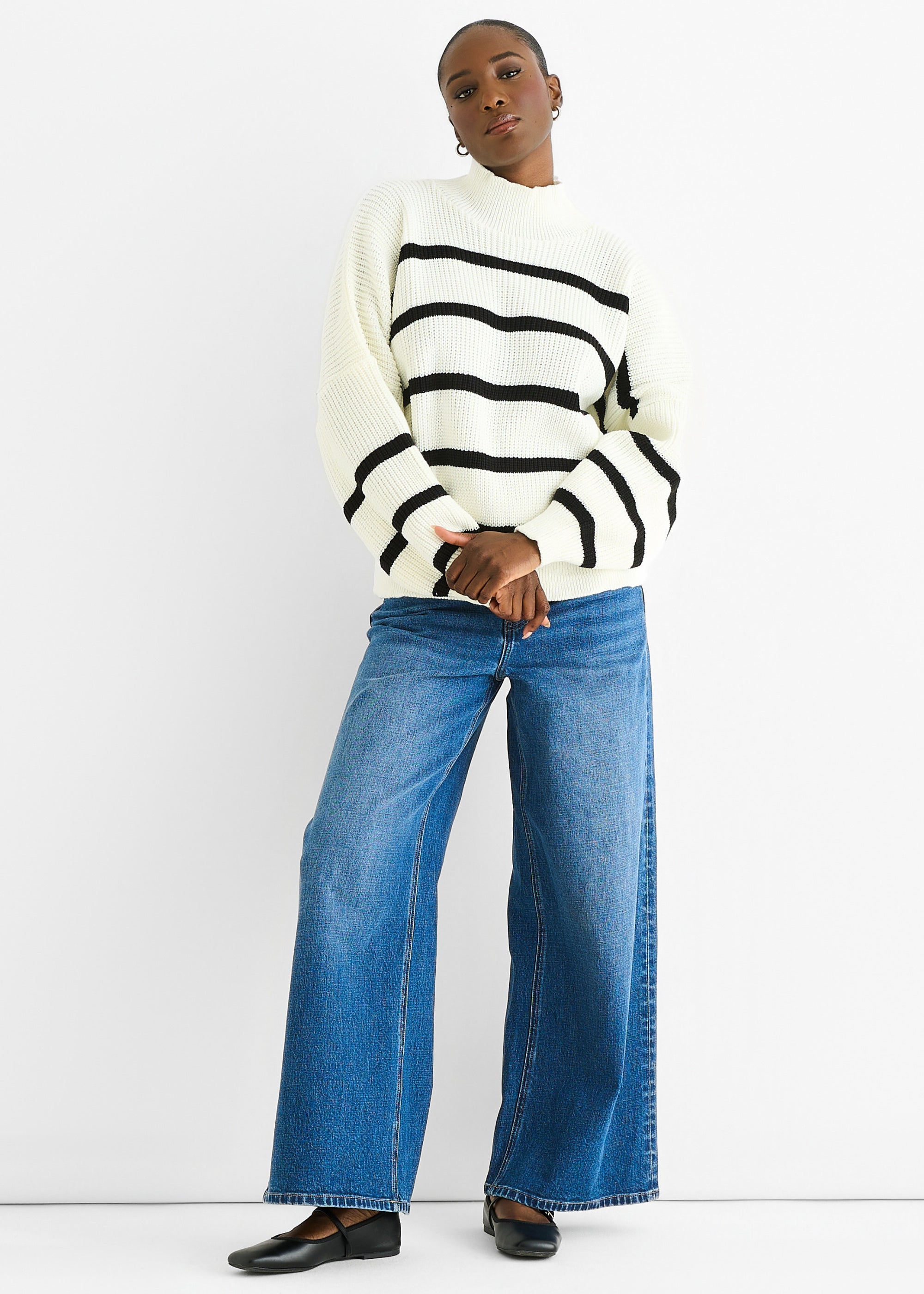 Cream Chunky Knit High Neck Jumper