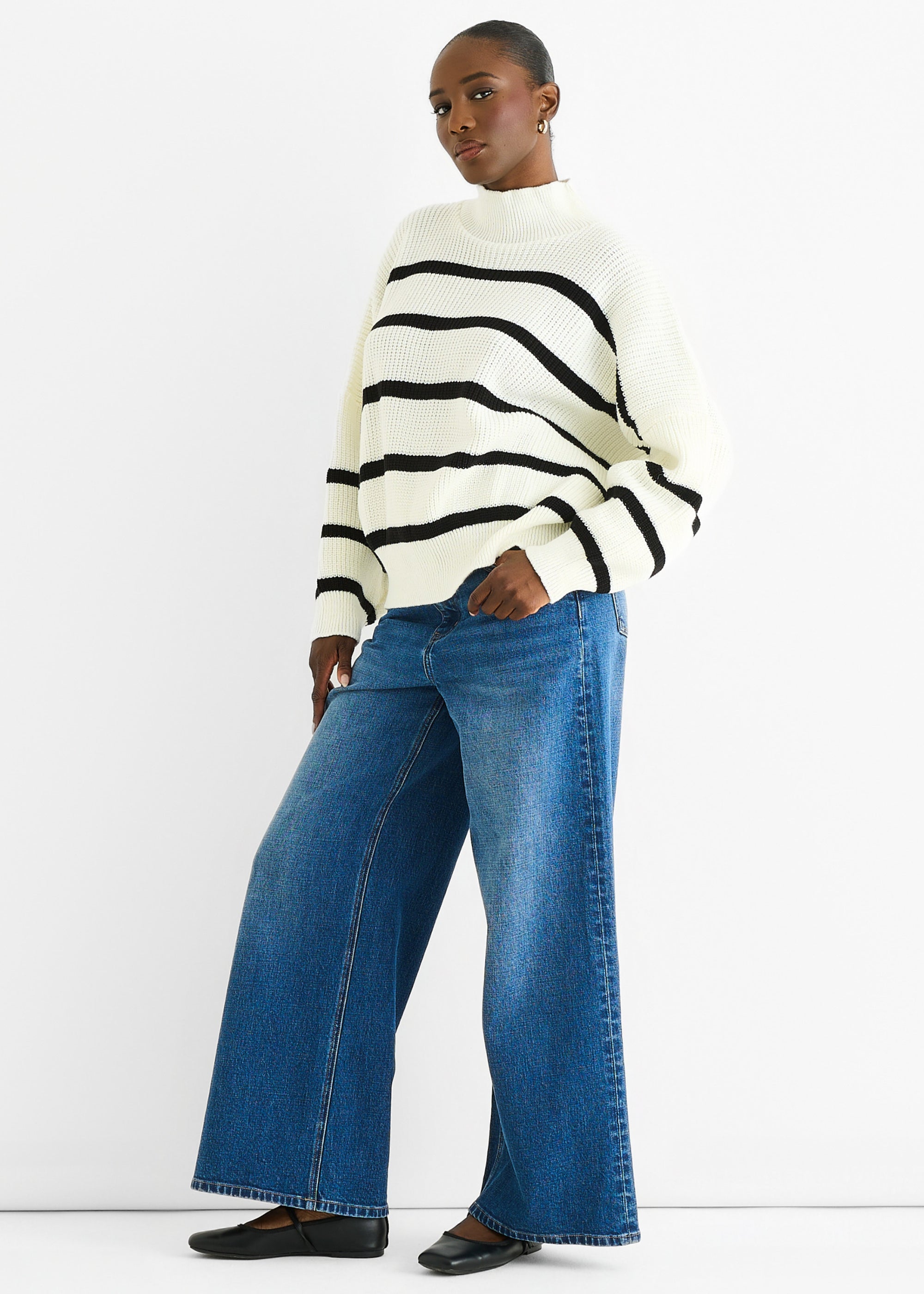 Cream Chunky Knit High Neck Jumper