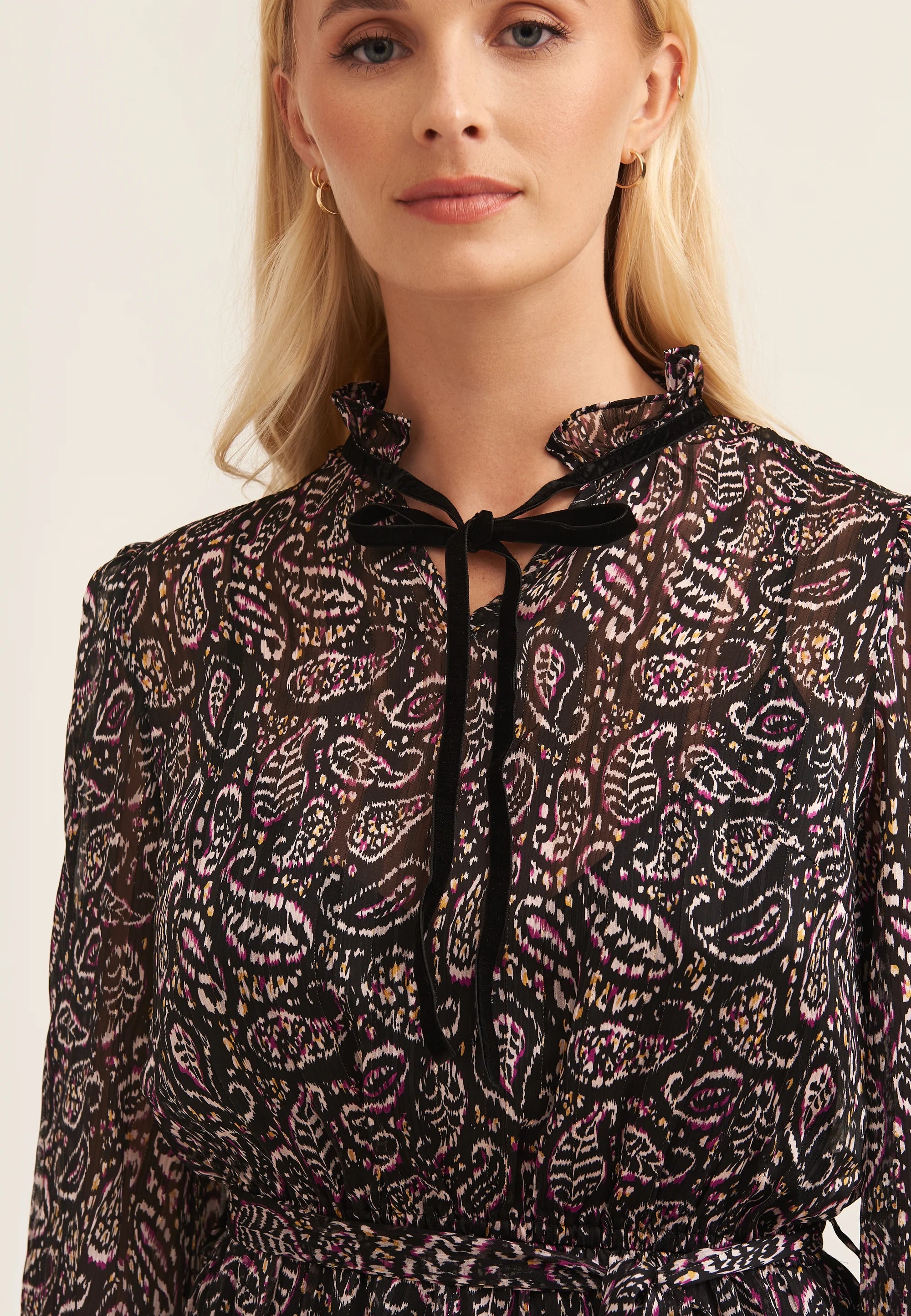Multi Pie Crust Midaxi With Contrast Trims Dress
